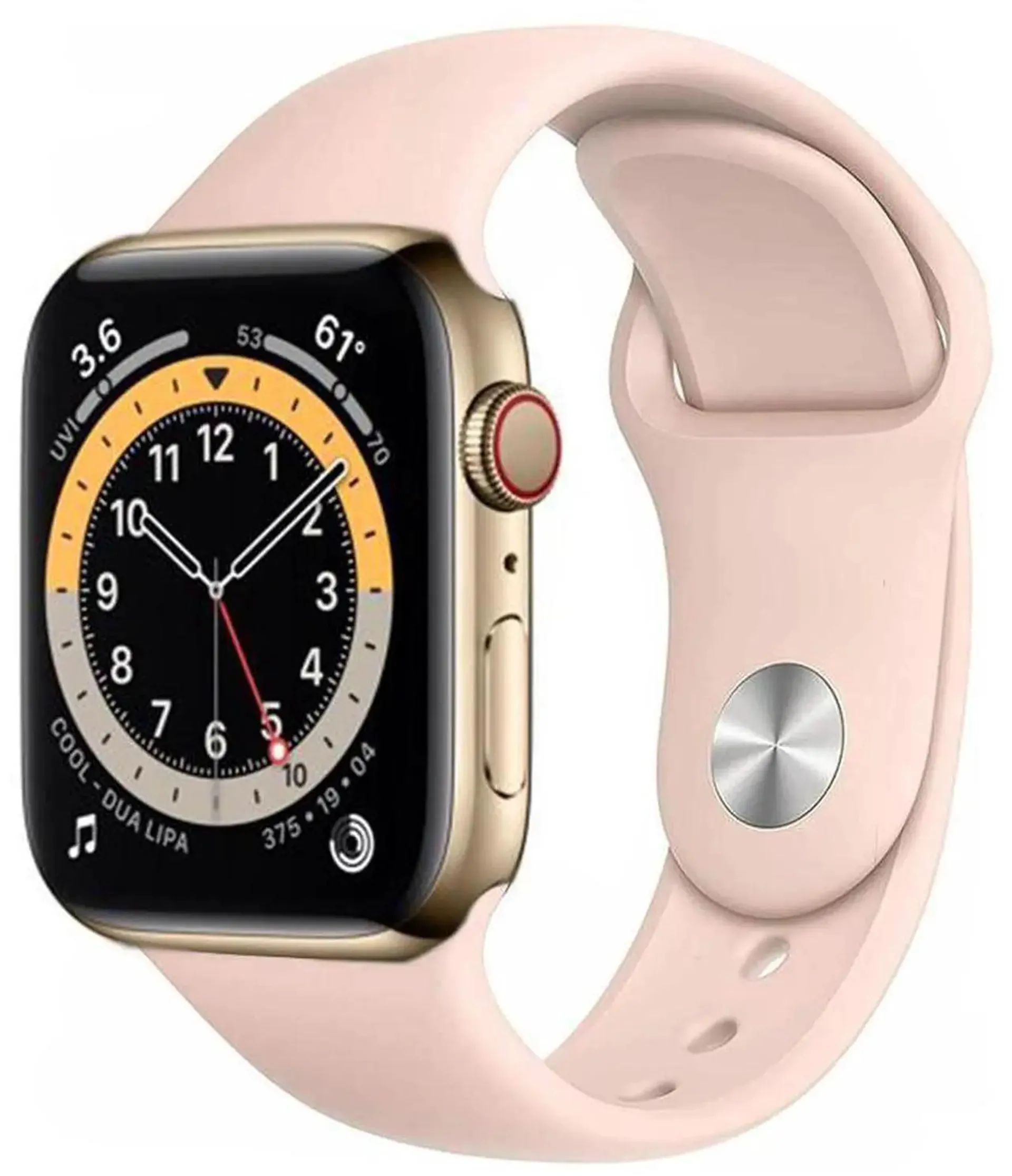 Apple Watch Series 6 44mm GPS + Cellular Gold Stainless Steel Case with Pink Sport Band