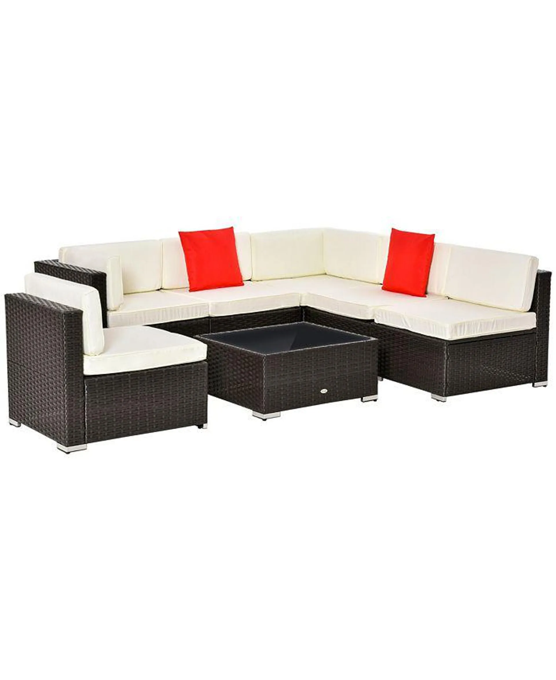 7-Piece Patio Furniture Sets Outdoor Wicker Conversation Sets All Weather PE Rattan Sectional sofa set with Cushions & Tempered Glass Desktop, Cream White