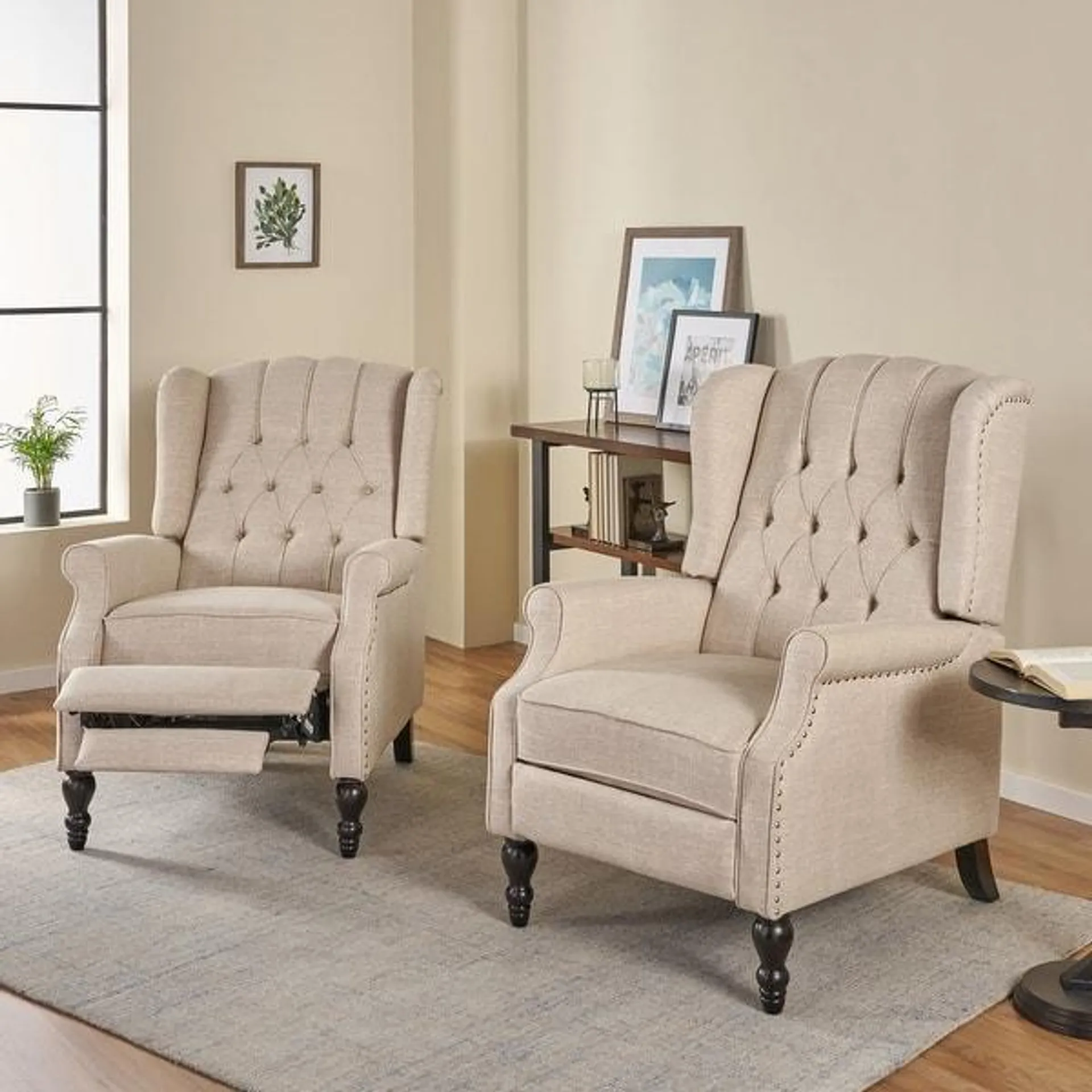 Walter Tufted Fabric Recliners (Set of 2) by Christopher Knight Home