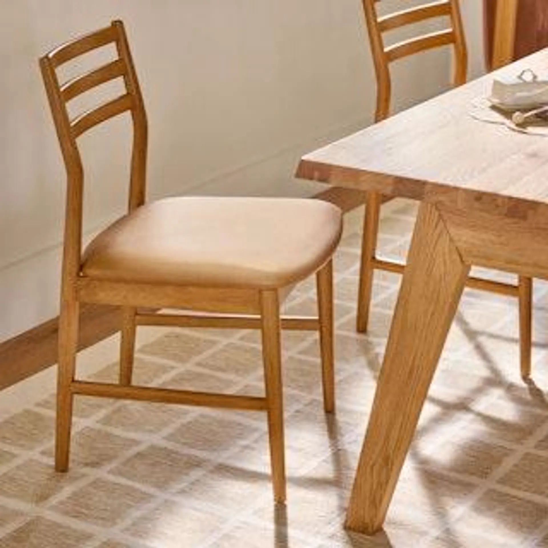 Wosla Leather Dining Chair - Oak and Taos Tan