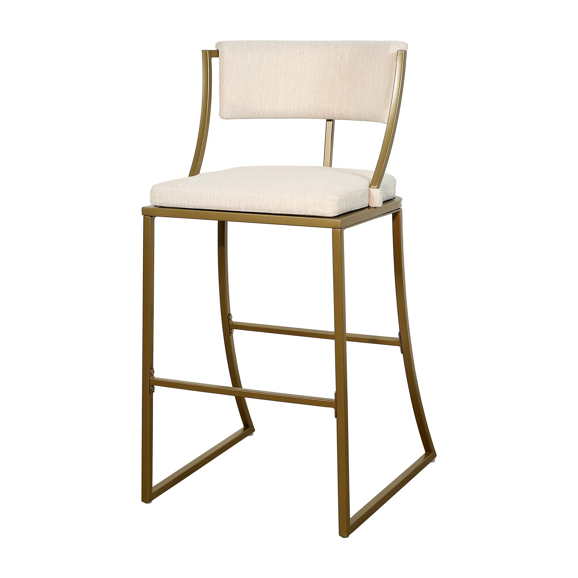 Bar-Height Metal Bar Stool with Back, 30"H - Antique Brass