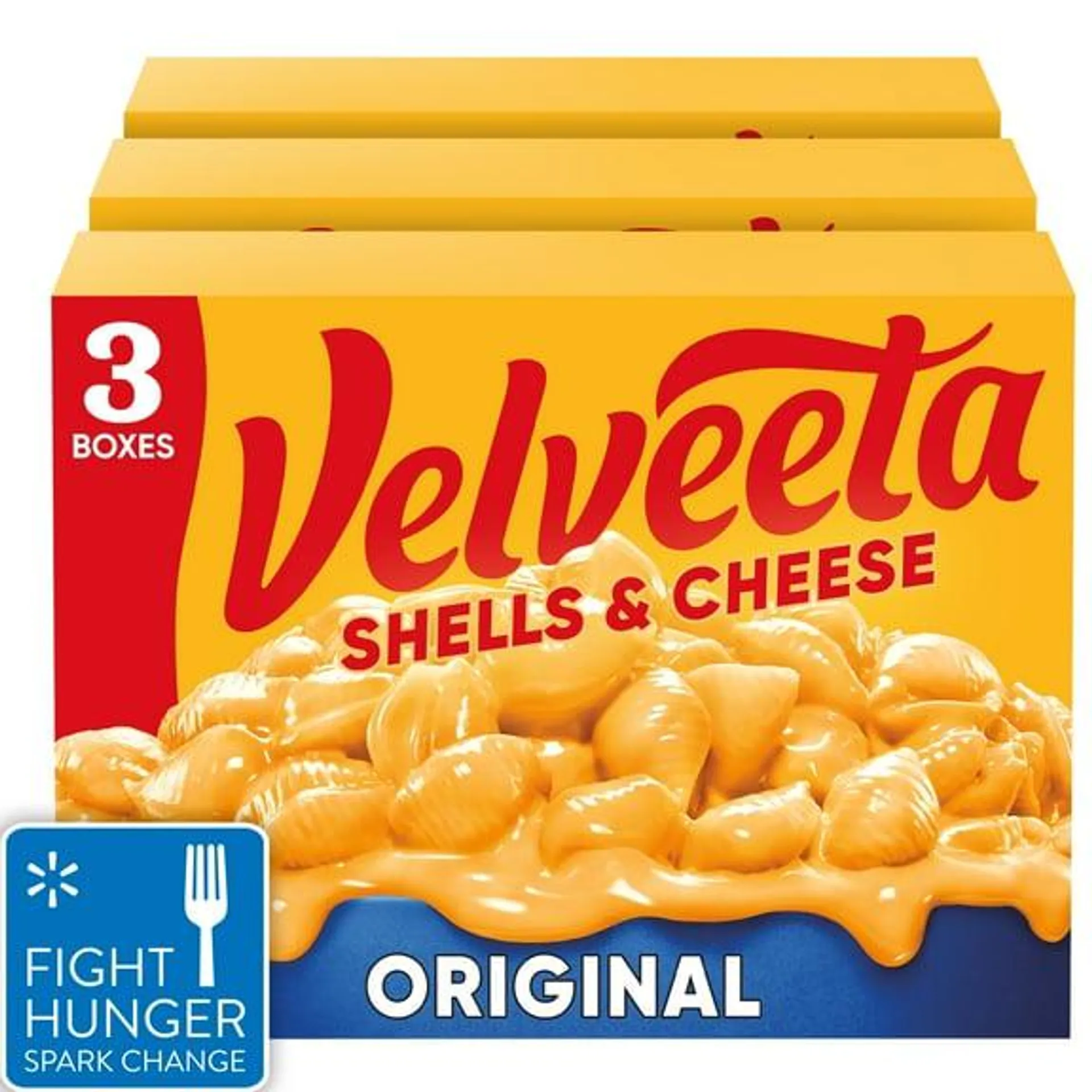 Velveeta Shells and Cheese Original Macaroni and Cheese Dinner, 3 ct Pack, 12 oz Boxes