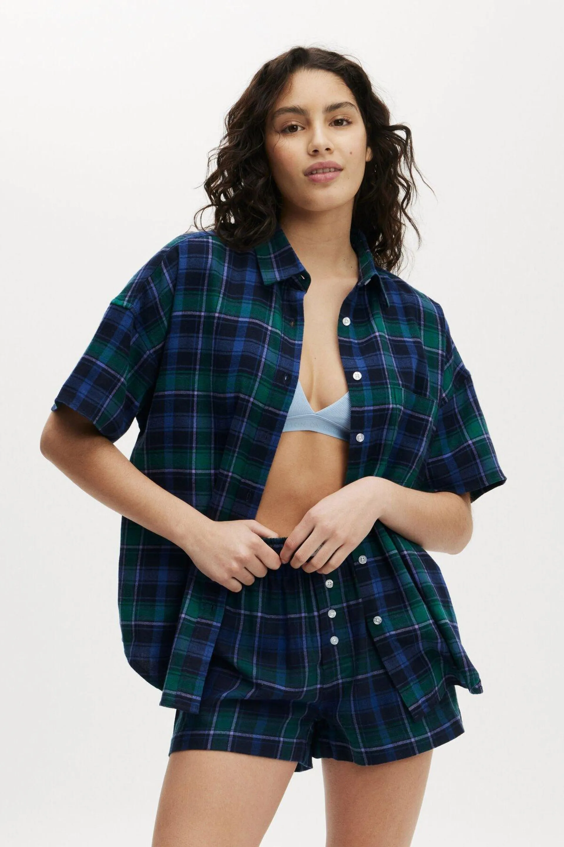 Flannel Boyfriend Short Sleeve Shirt