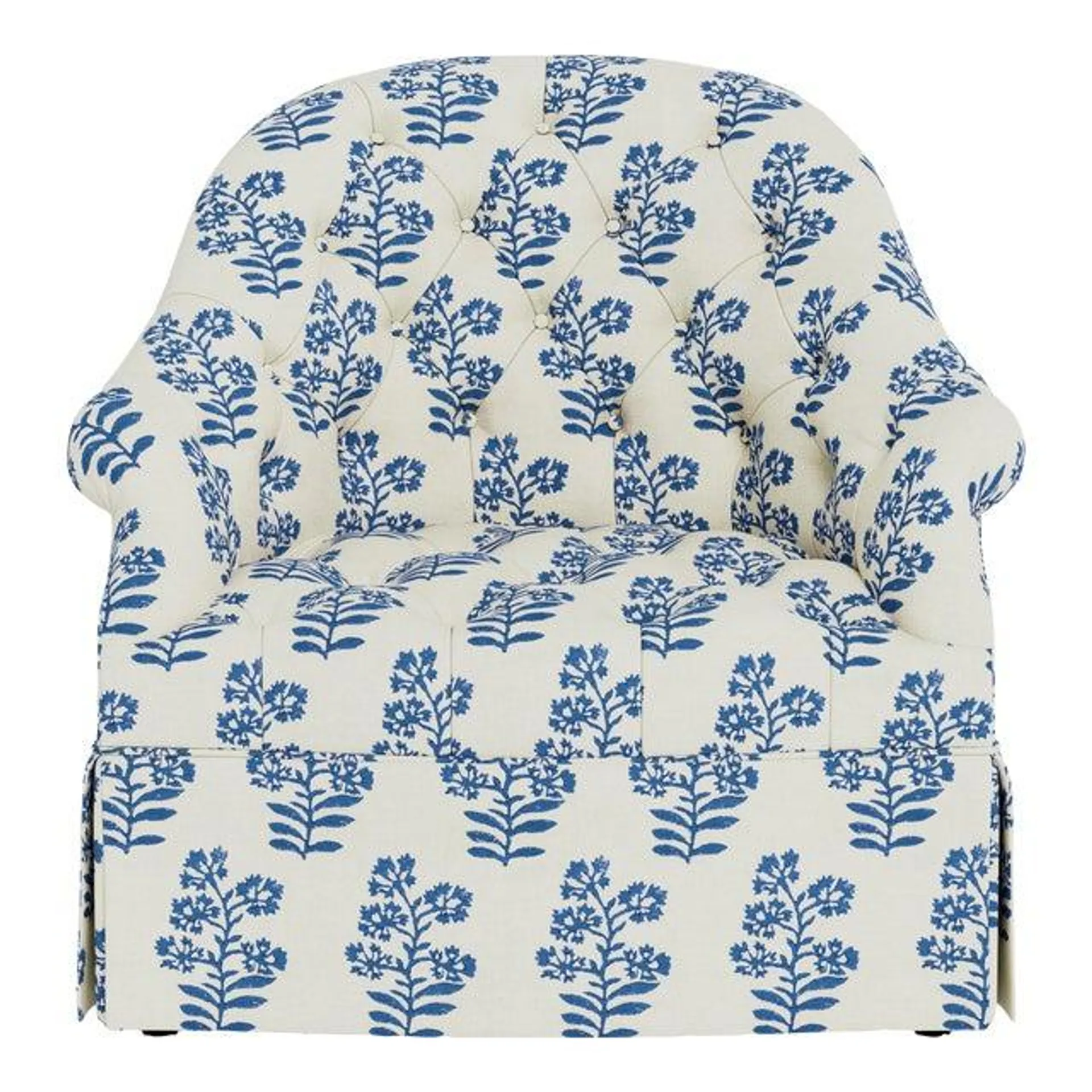 Bunny Williams Home Olivia Chair, Navy Block Print