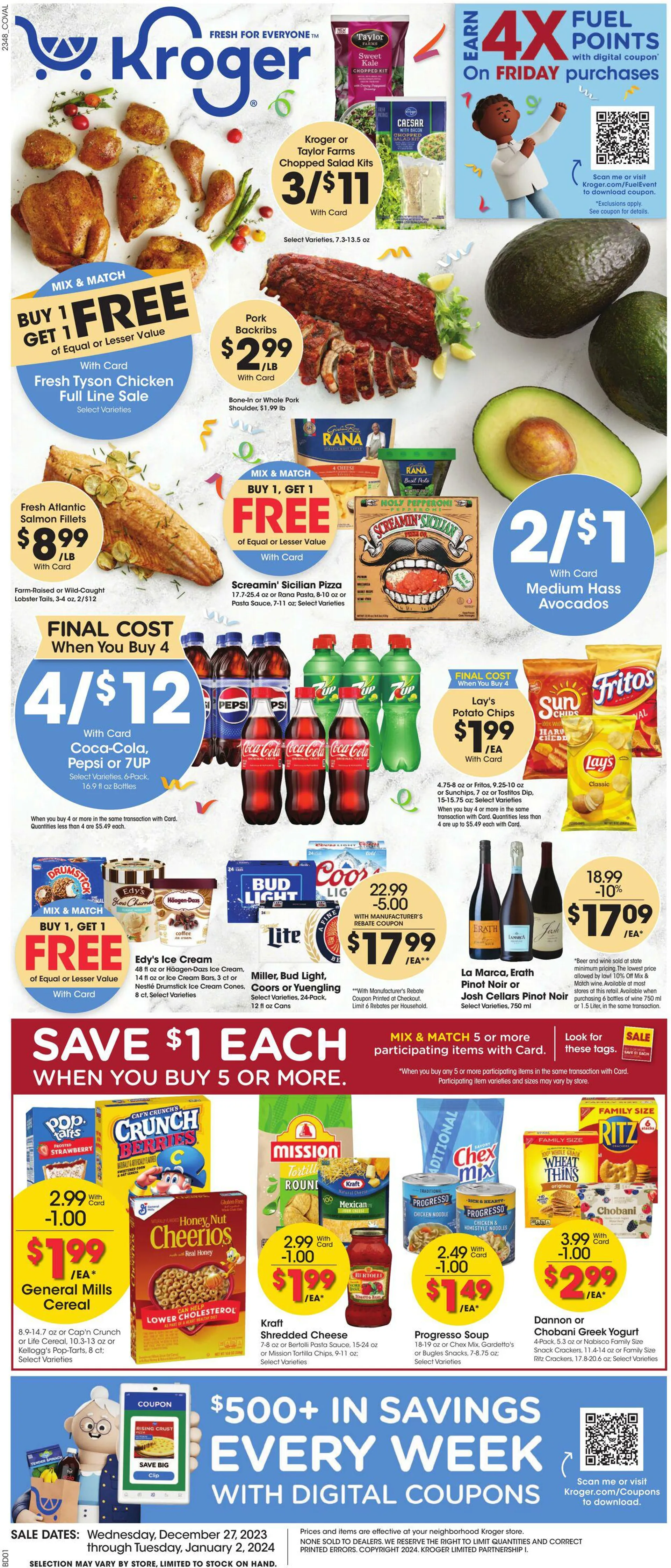 Weekly ad Kroger Current weekly ad from December 27 to January 2 2024 - Page 1