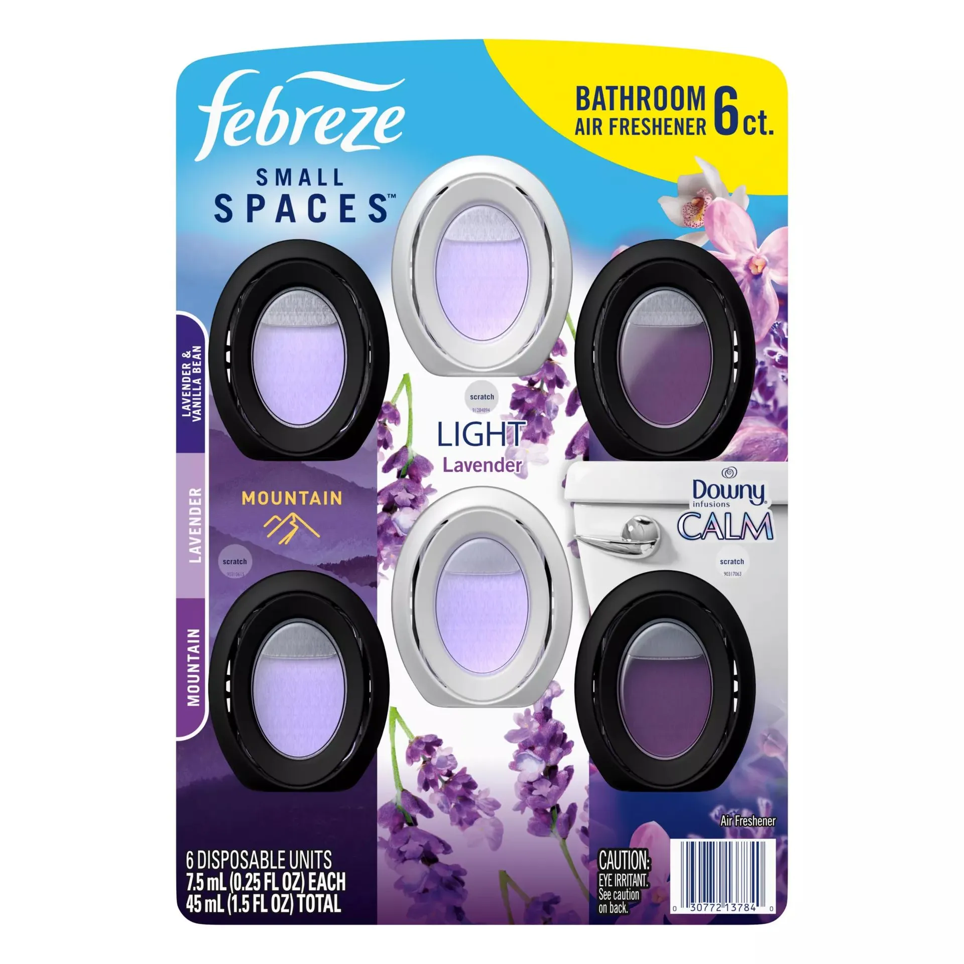 Febreze Small Space Air Fresheners, .25 oz./6 pk. - Mountain, Light Lavender & Downy CALM