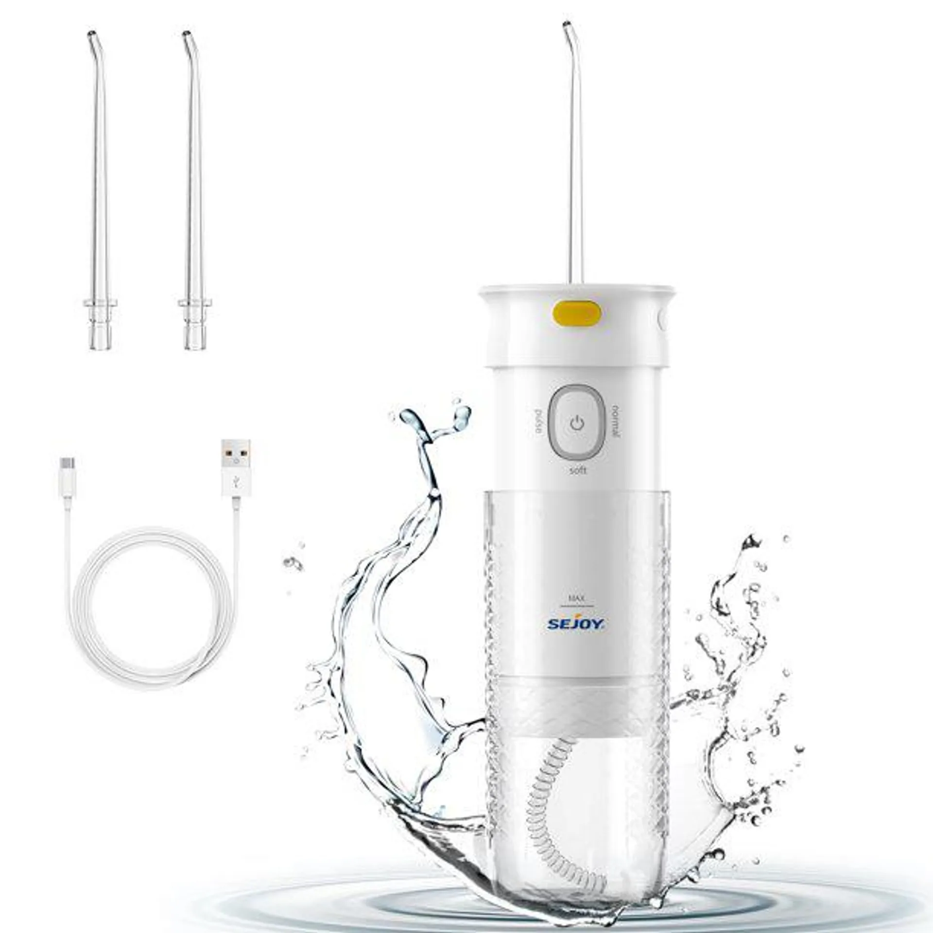 Sejoy Water Flosser Cordless Portable Water Pick for Teeth Cleaning, Telescopic Water Tank for Braces Care Travel and Home Use