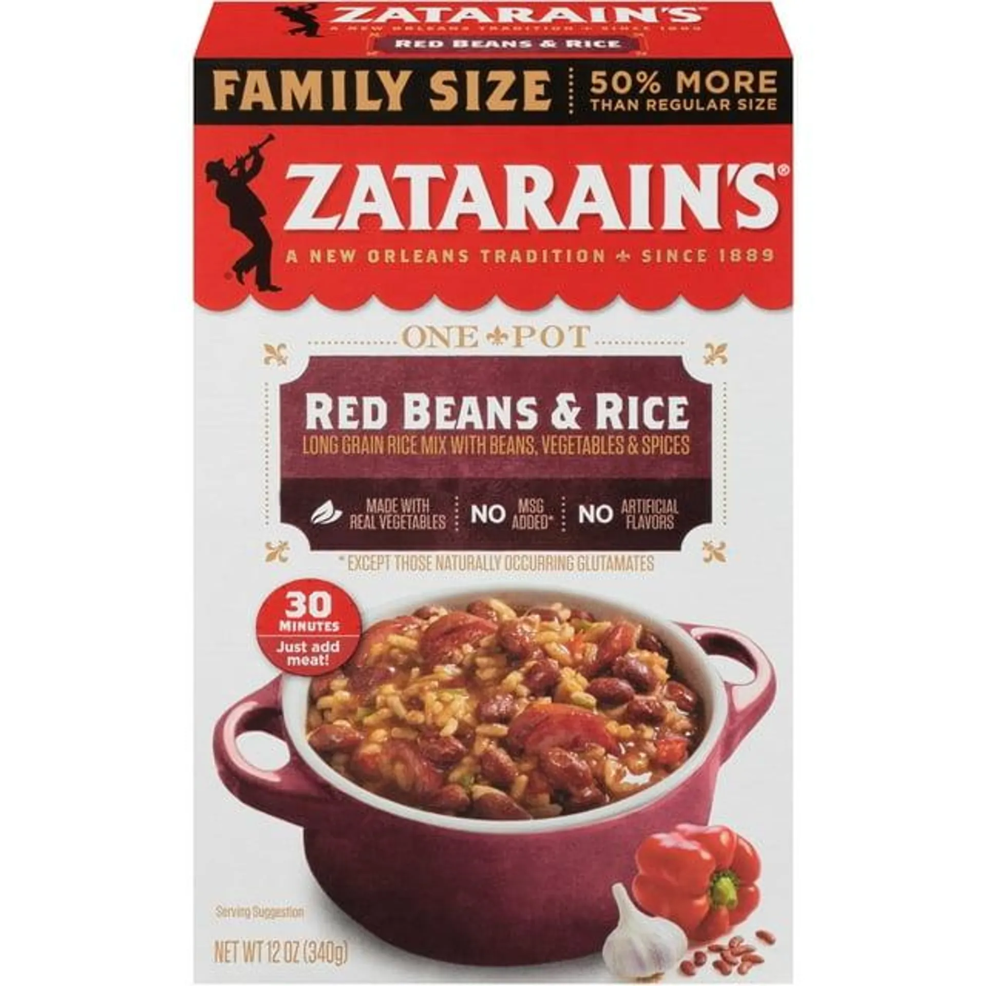 Zatarain's No Artificial Flavors Family Size Red Beans & Rice, 12 oz Box