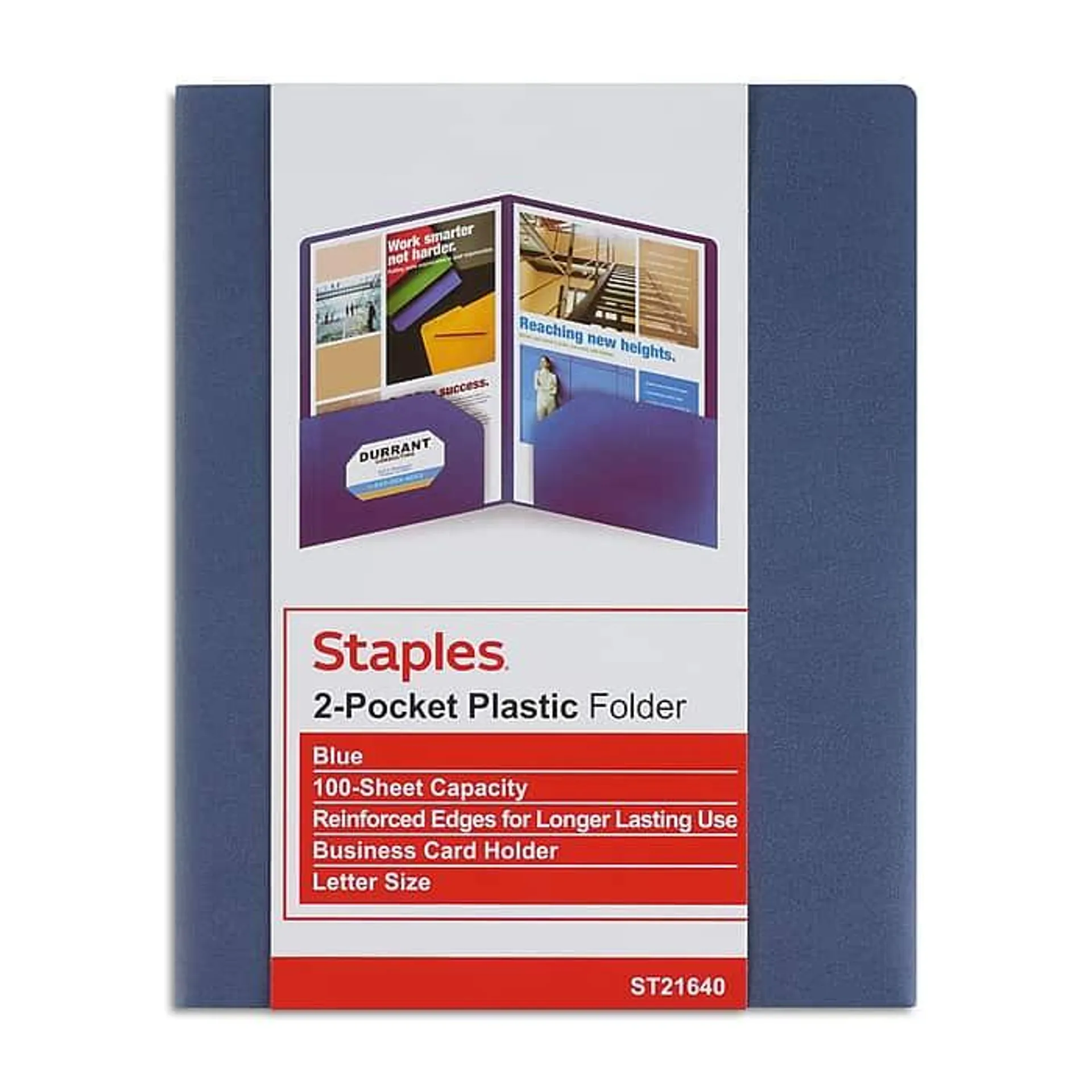 Staples 2-Pocket Plastic Presentation Folder,