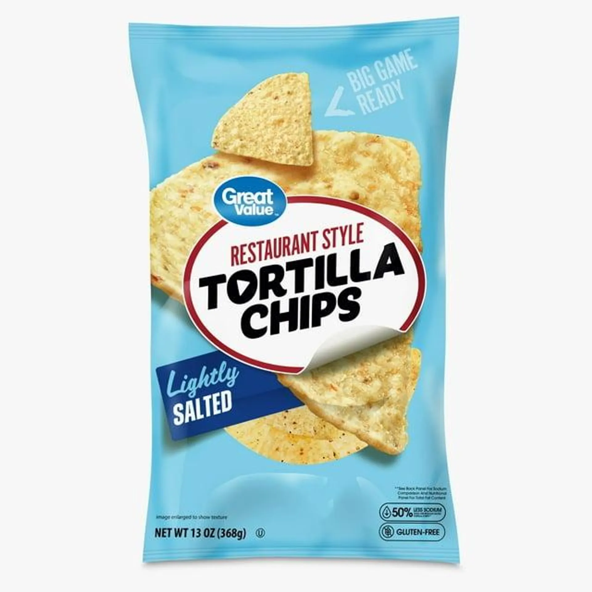 Great Value Restaurant Style Lightly Salted White Corn Tortilla Chips, 13 oz Bag