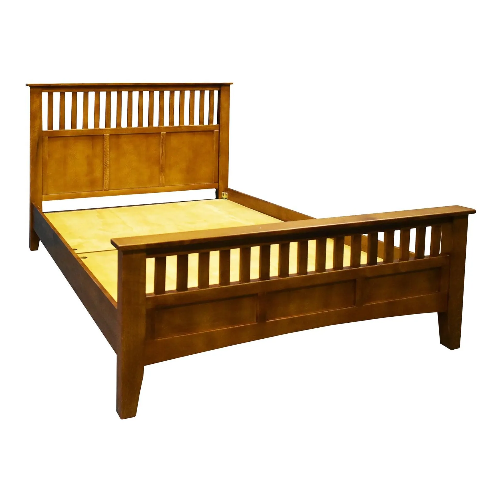 Crafters and Weavers Mission Style Quarter Sawn Oak Bed With Slats - Michael's Cherry - King