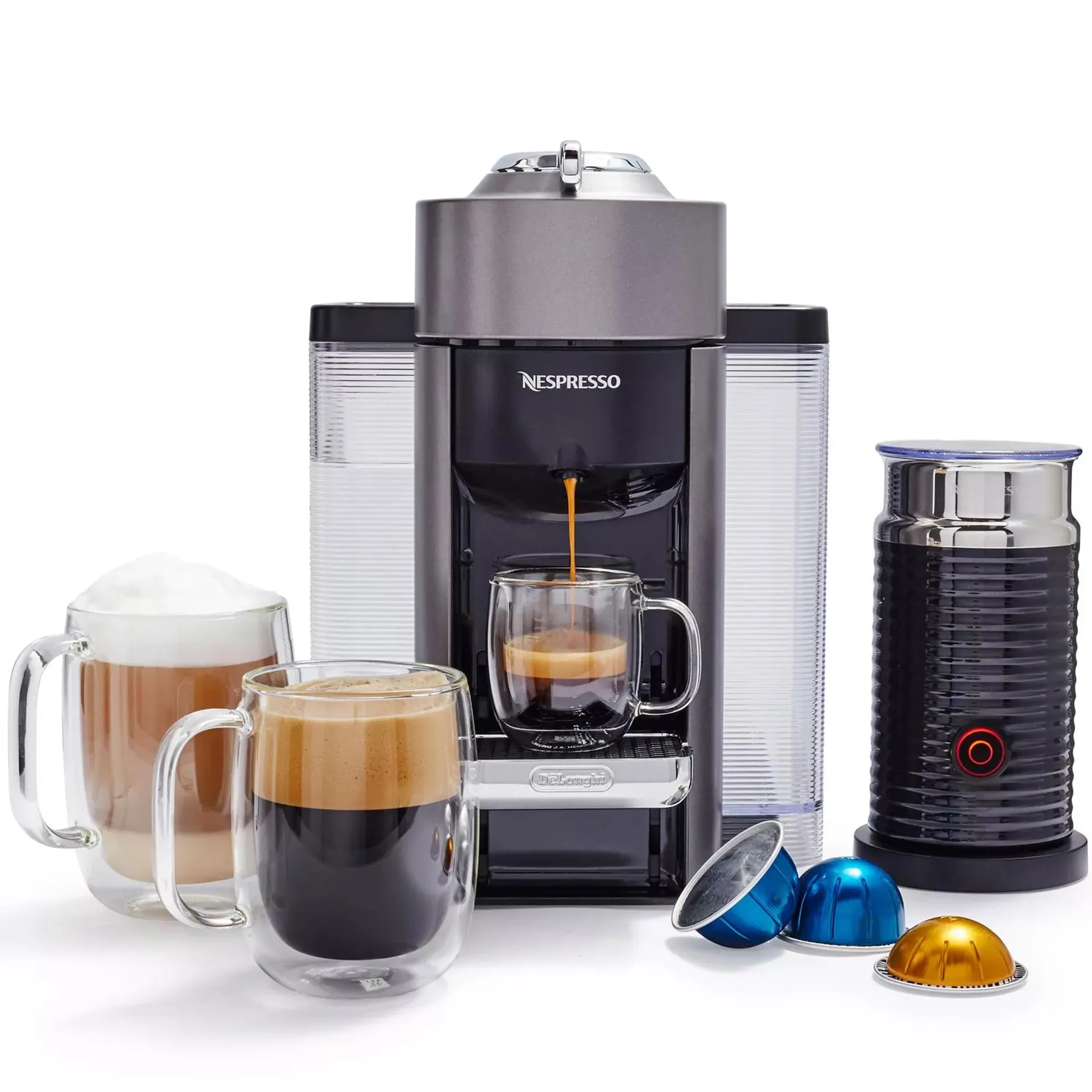 Nespresso Evoluo Deluxe by De’Longhi with Aeroccino3 Frother, Titan