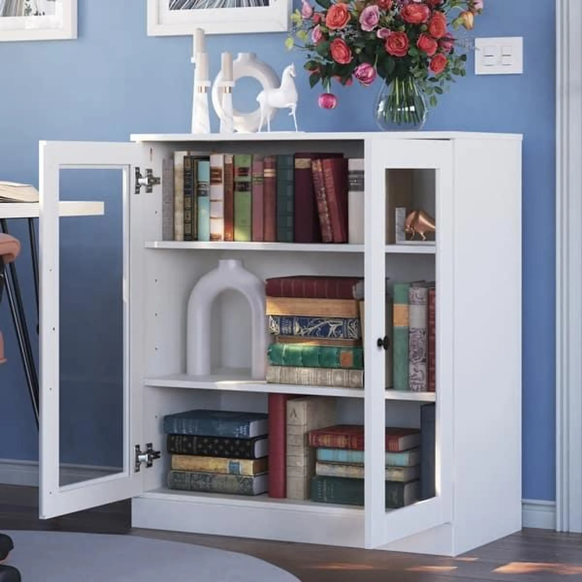 100% Solid Wood 3-shelf Bookcase with Optional Doors by Palace Imports