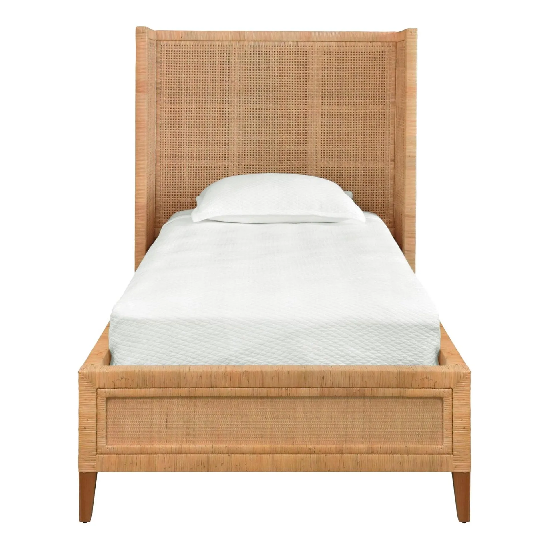 Matthew Izzo Home Dolly Twin Rattan Winged Headboard and Platform