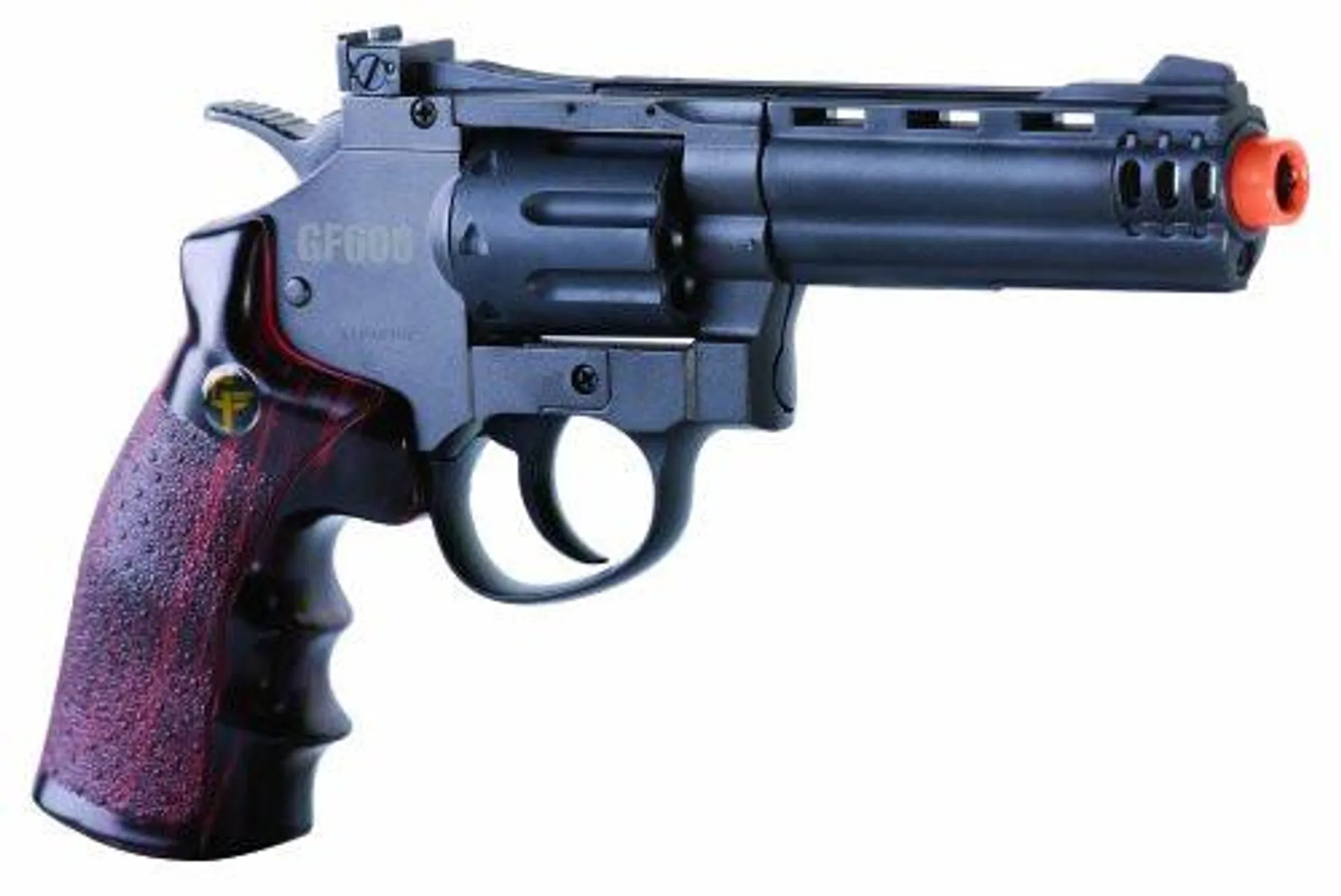 GameFace ACG357 CO2-Powered GF600 Semi-Auto 8-Shot 357 Airsoft Revolver, Grey/Brown