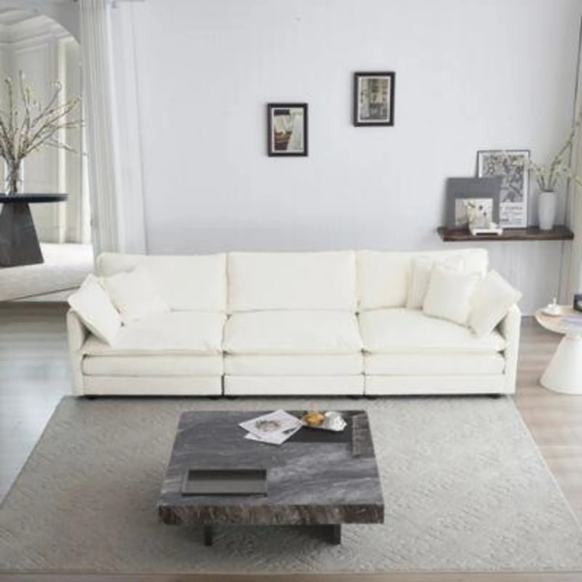 Streamdale Furniture Mid-Century Modern 3-Seater Sofa with Pillows