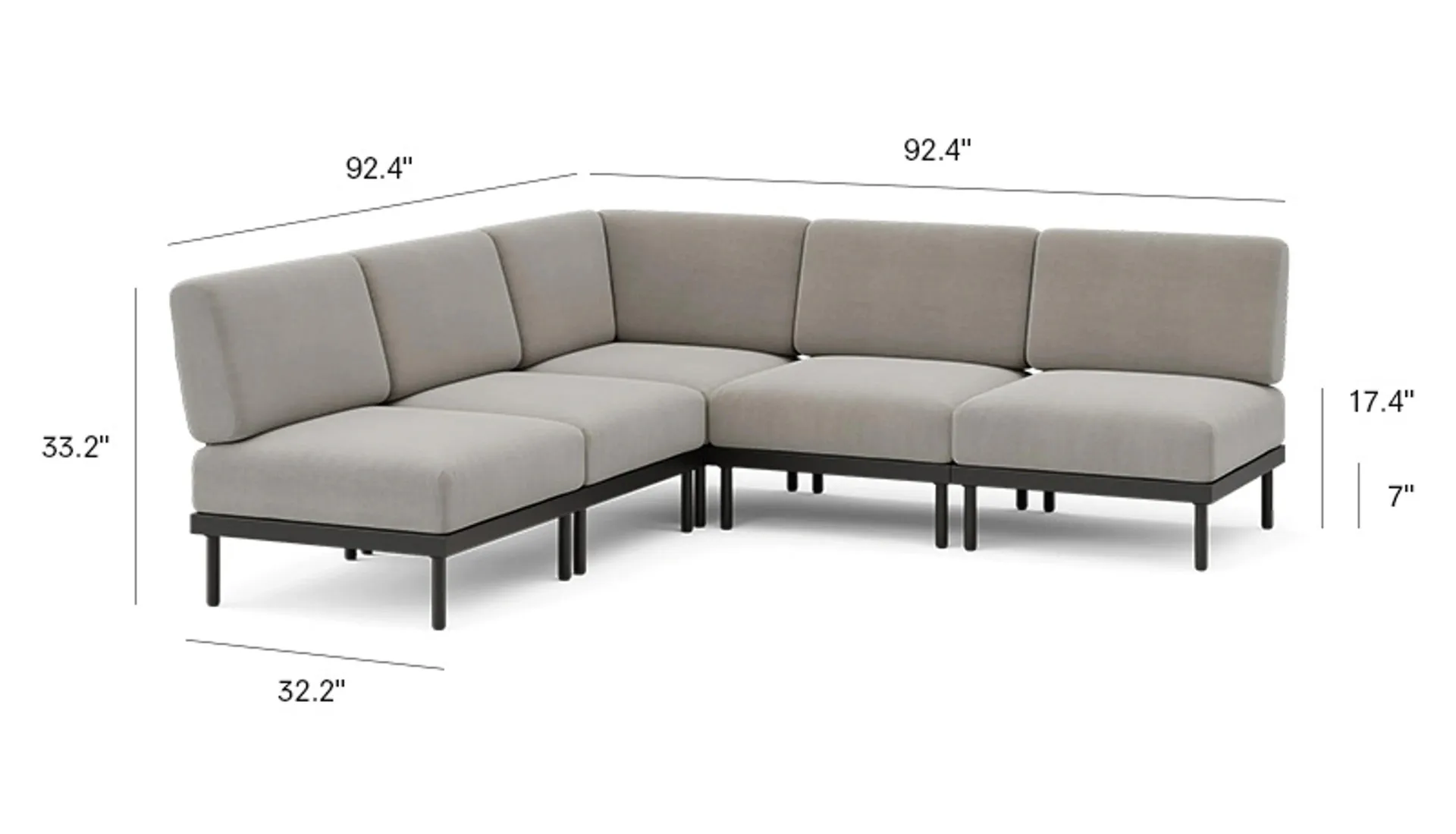 Relay Outdoor 5-Piece Armless Sectional