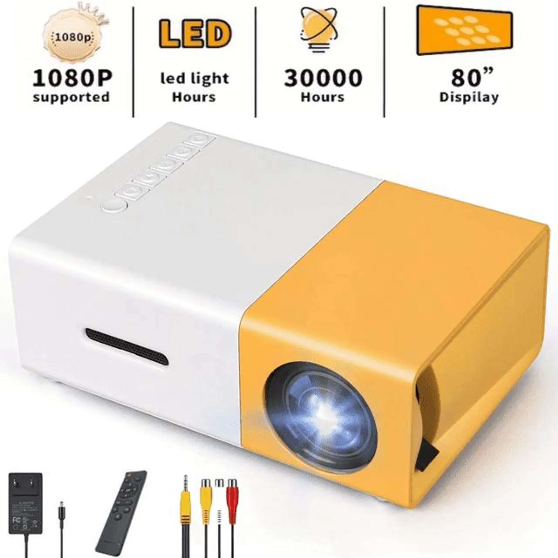 Finopo Mini Projector, Portable Movie Projector, 1920*1080p HD Smart Home Projector, LED Pico Video Phone Projector with Remote Control