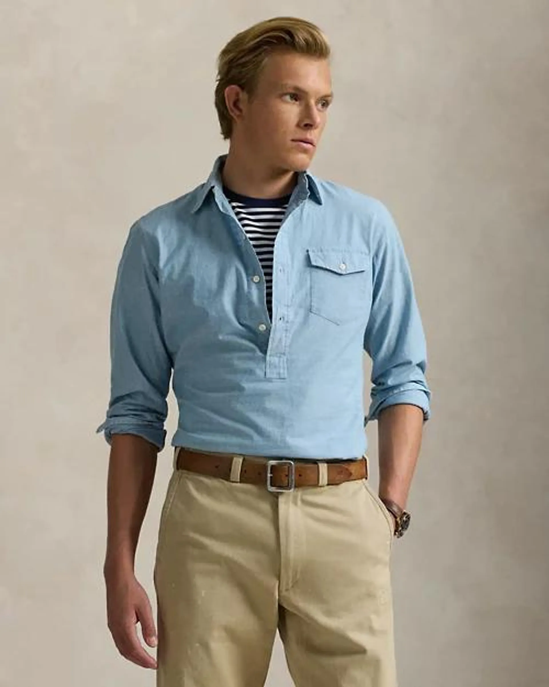 Classic Fit Chambray Popover Shirt