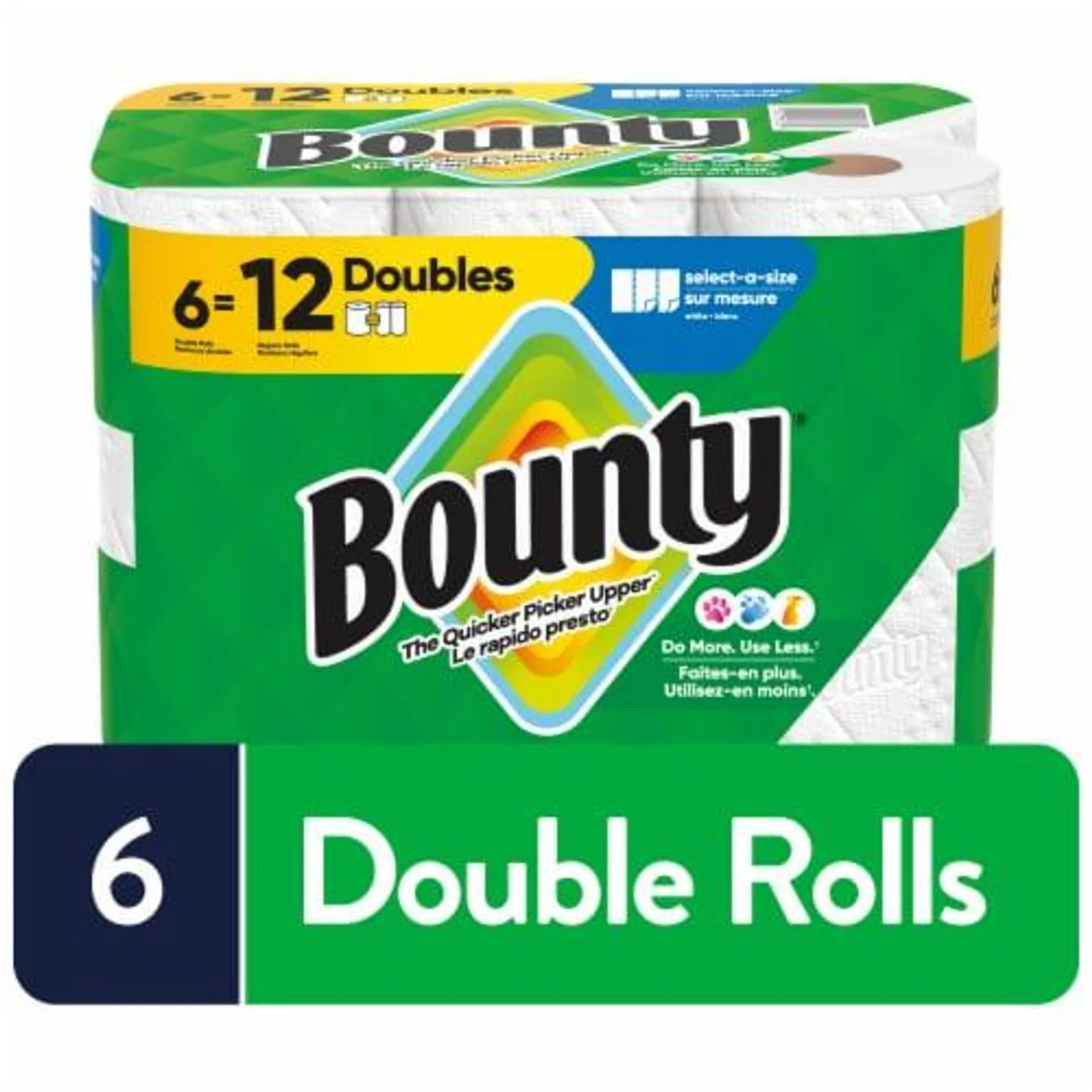 Bounty Paper Towels Select-A-Size White, 6 Double Rolls, 82 Sheets Per Roll