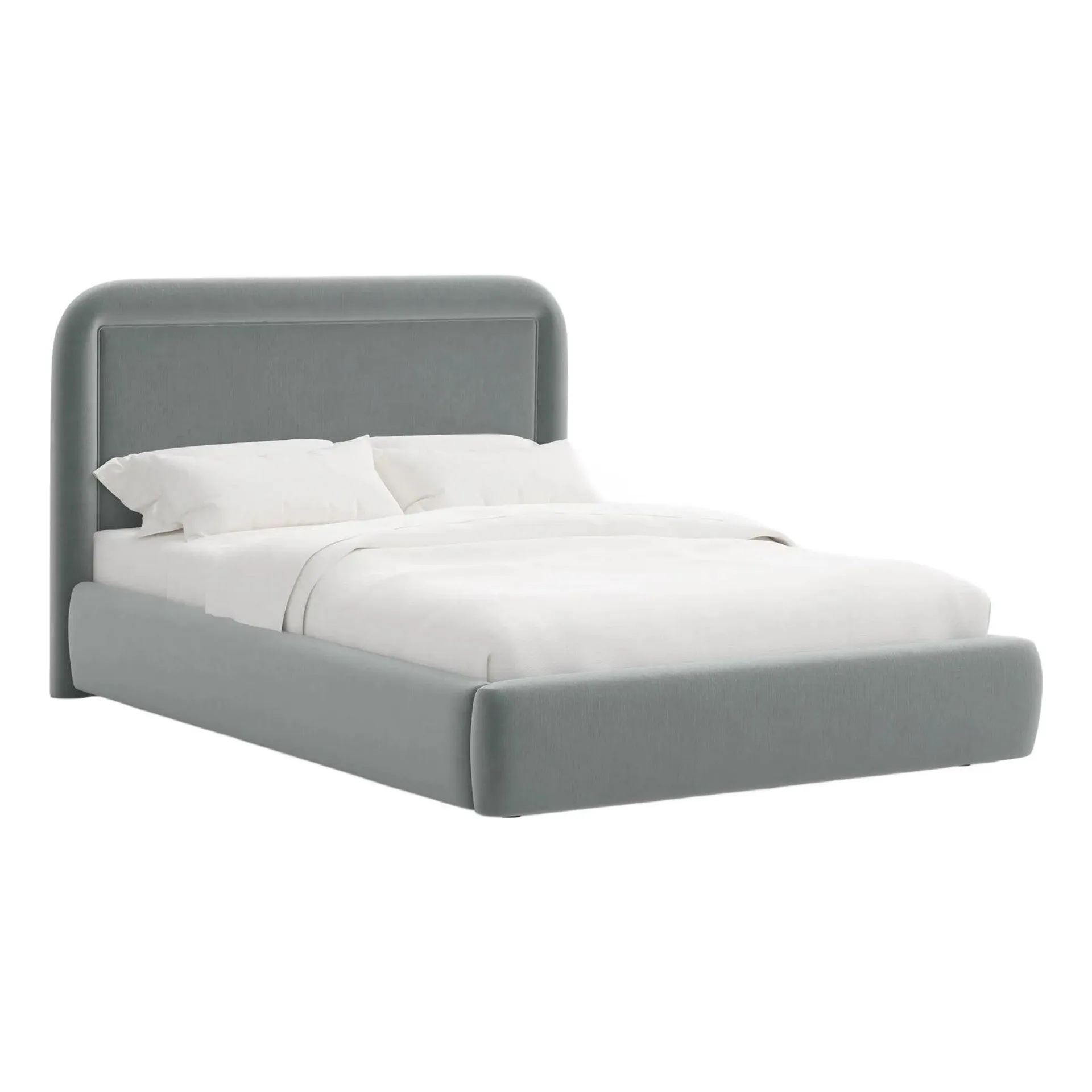 Stoffer Home x Cloth & Company Marisa Platform Bed in Performance Velvet Lichen - California King