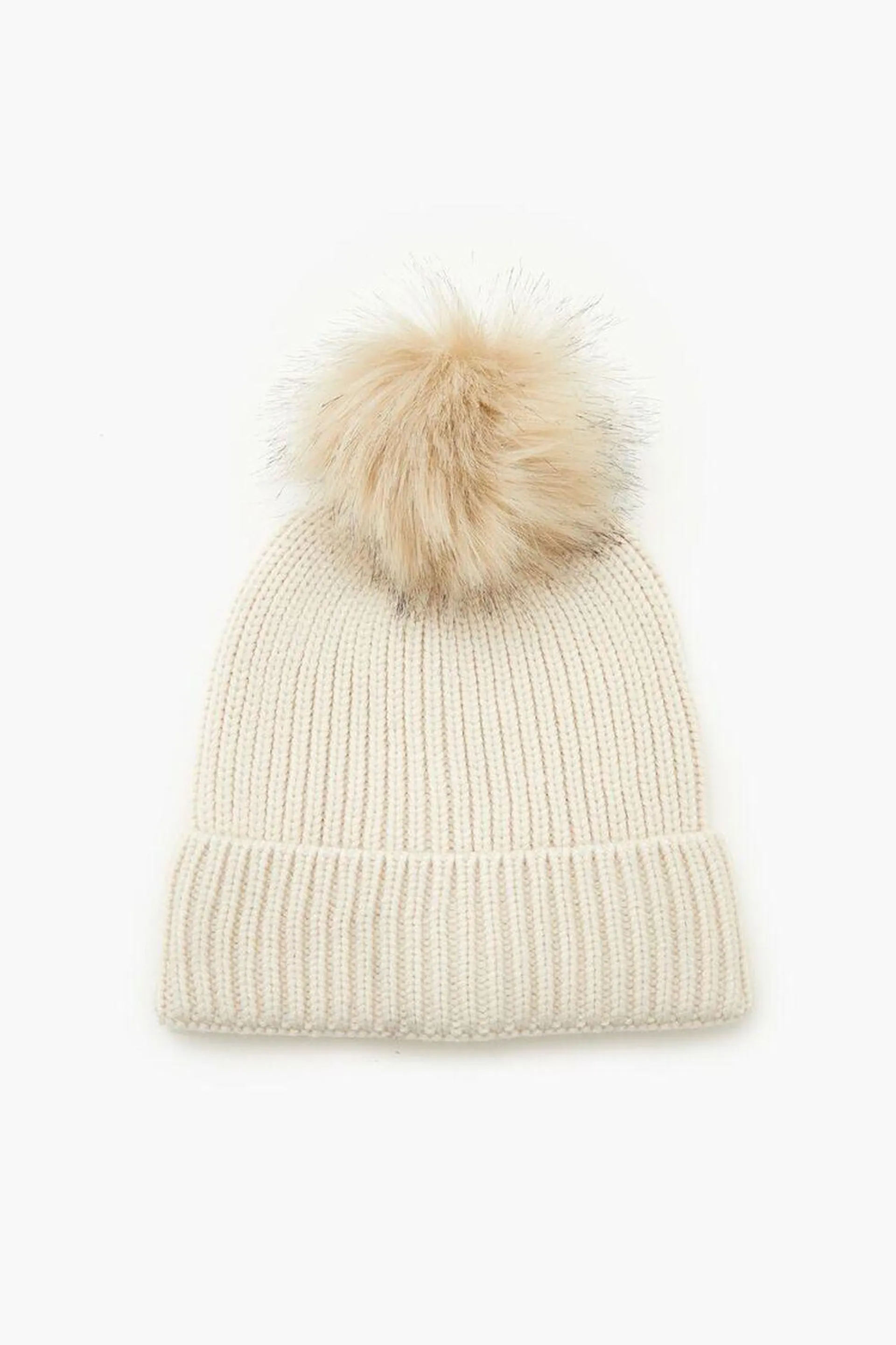 Faux Fur Pom Pom Beanie