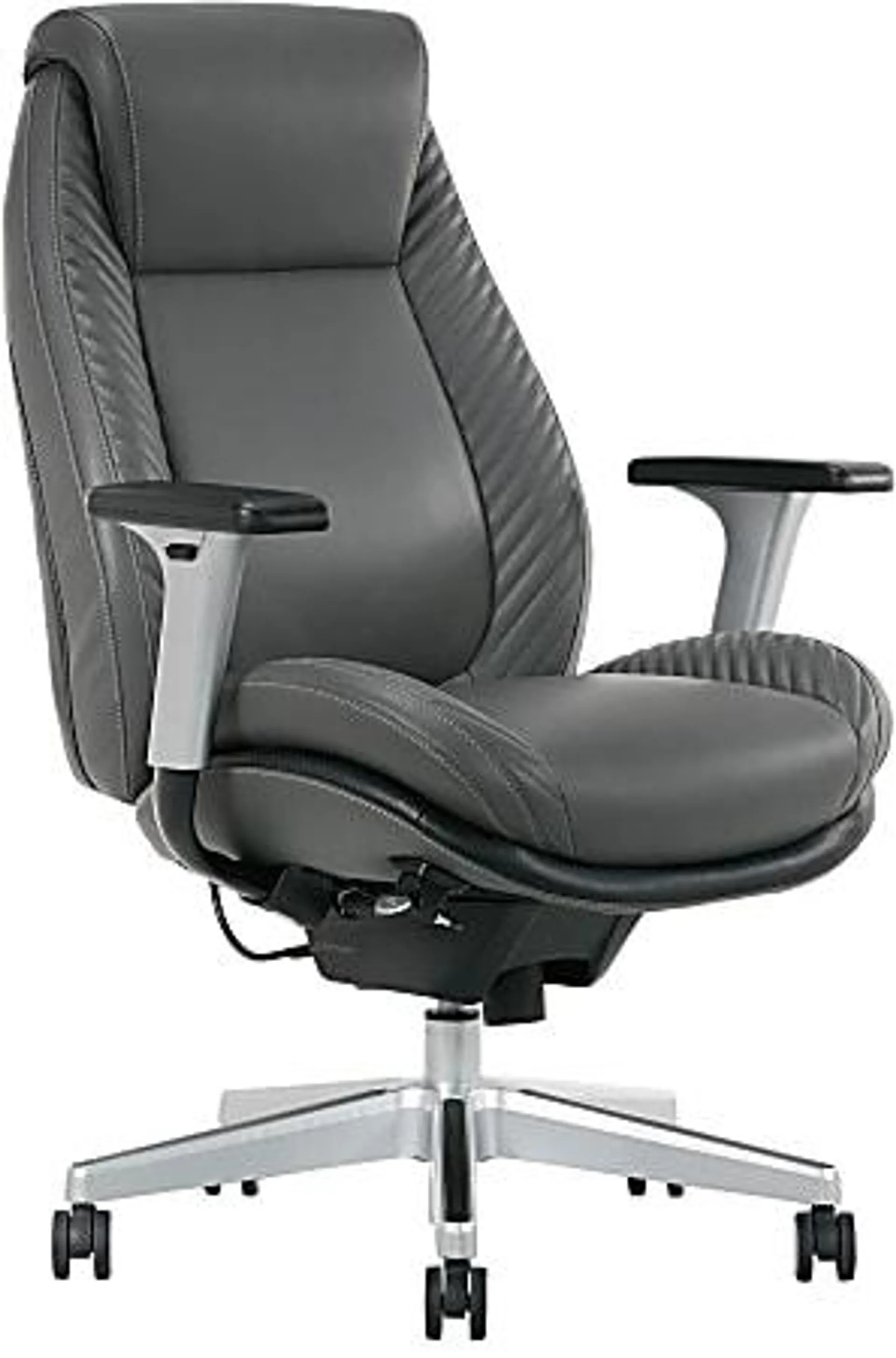 Serta® iComfort i6000 Ergonomic Bonded Leather High-Back Manager Office Chair, Gray/Silver