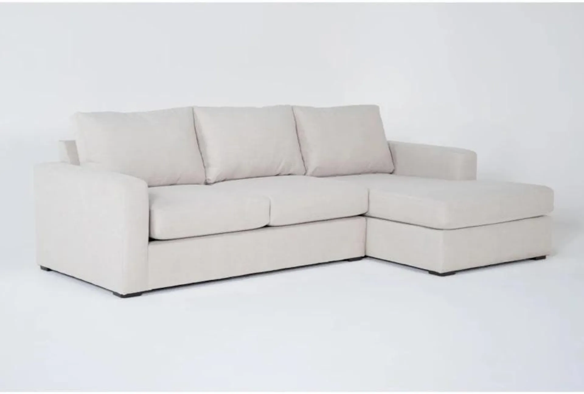 Araceli II Sand Beige White Fabric 107" 2 Piece Modular Sectional with Right Arm Facing Chaise | Loose Reversible Back