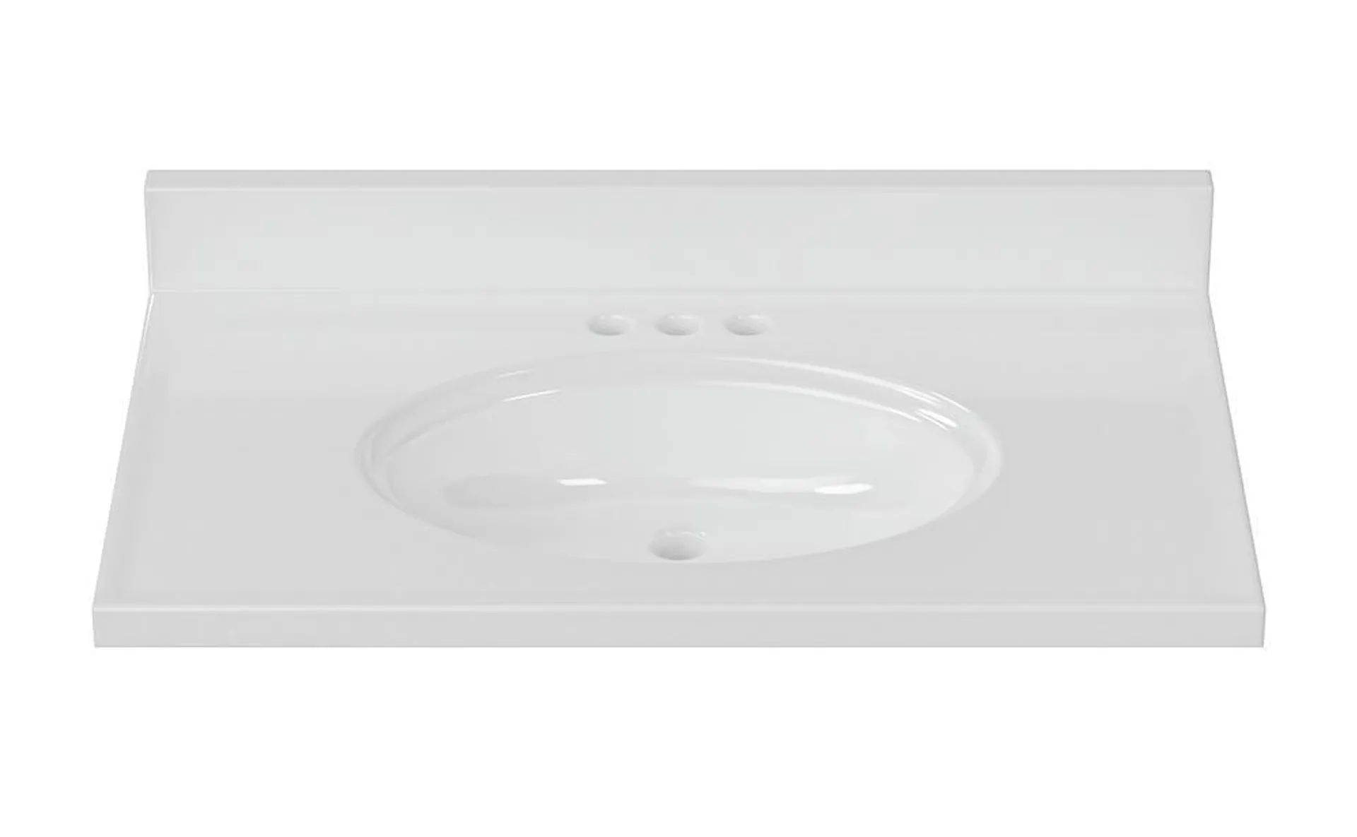 MagickWoods Elements 31"W x 19"D Solid White Cultured Marble Vanity Top with Oval Non-Recessed Bowl