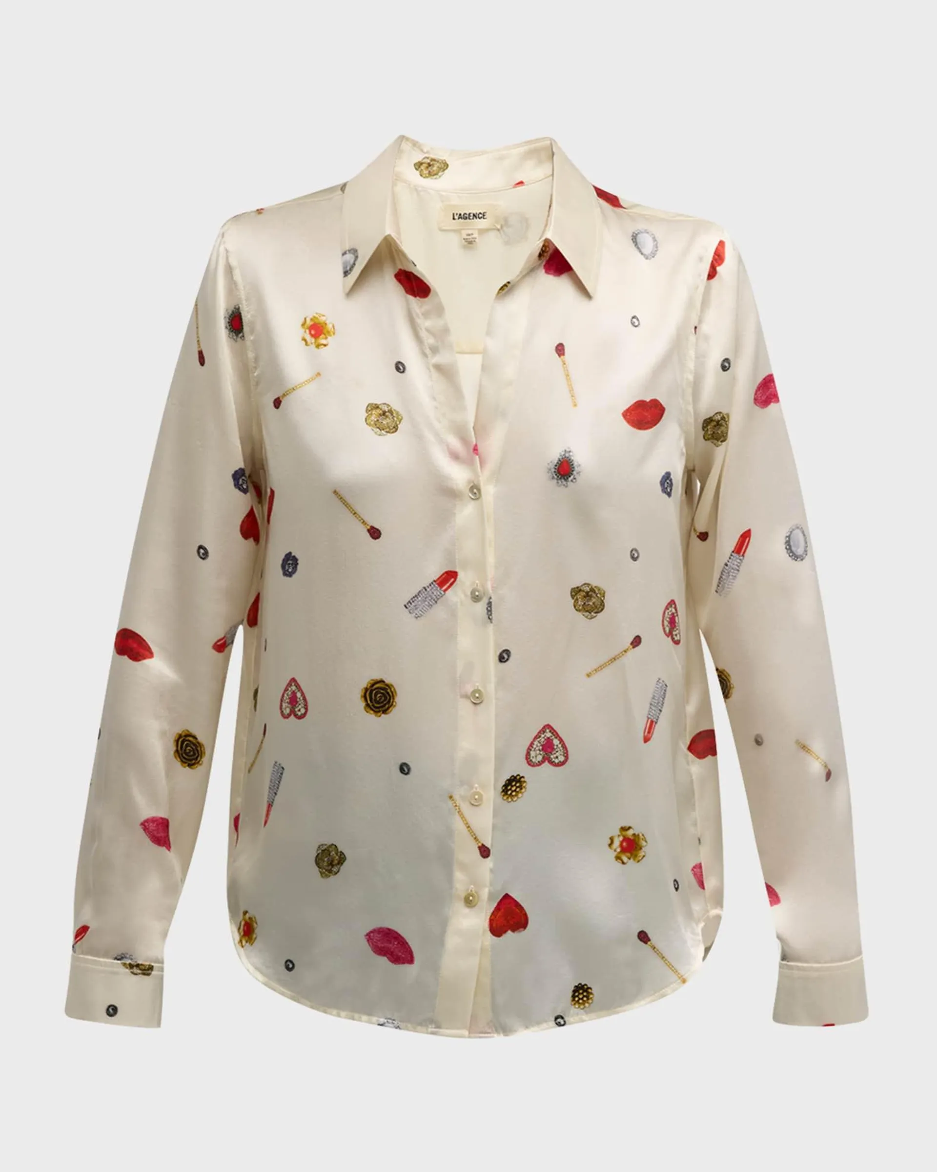 Tyler Jewel Printed Button-Front Silk Blouse