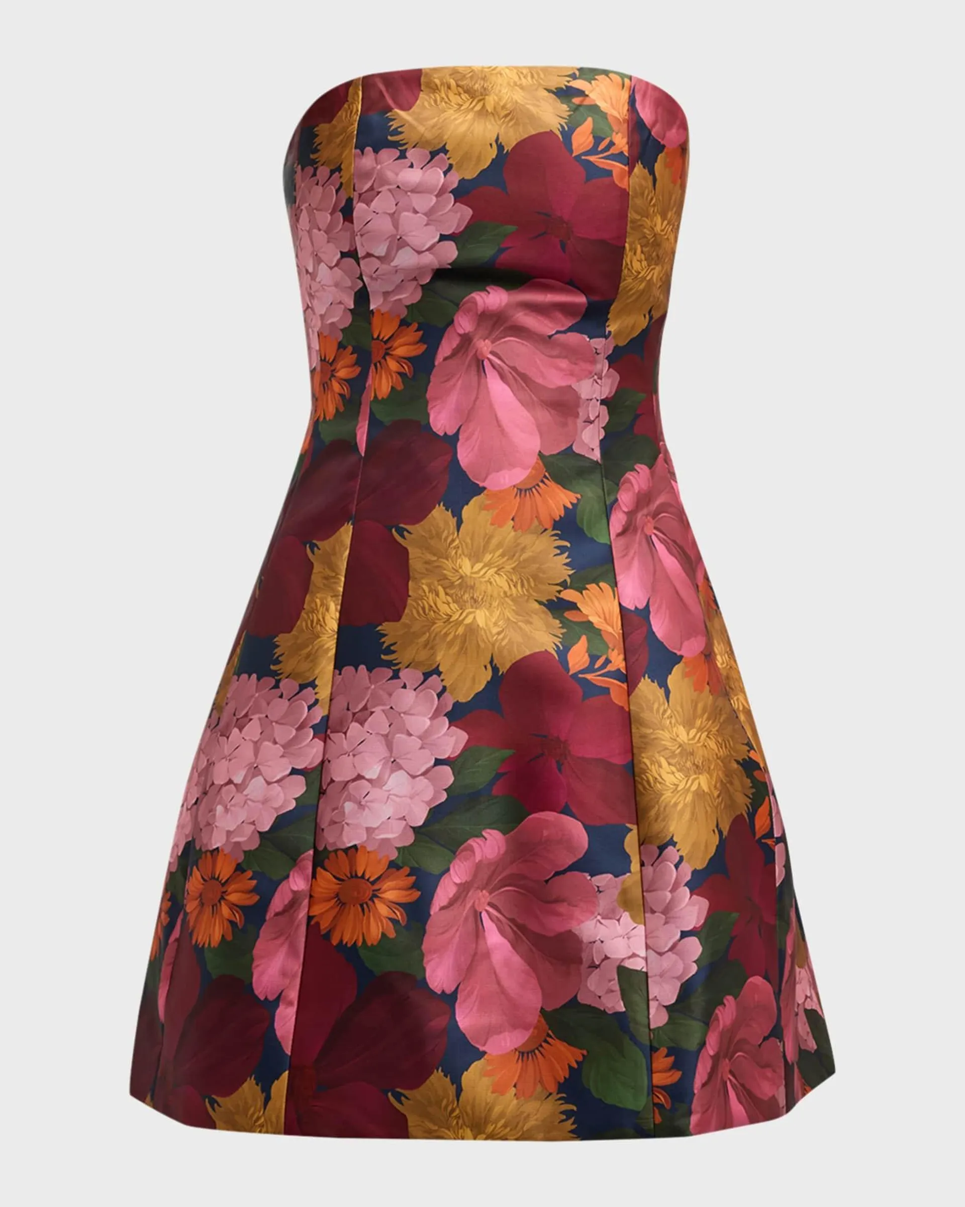 Alanna Strapless Floral-Print A-Line Mini Dress