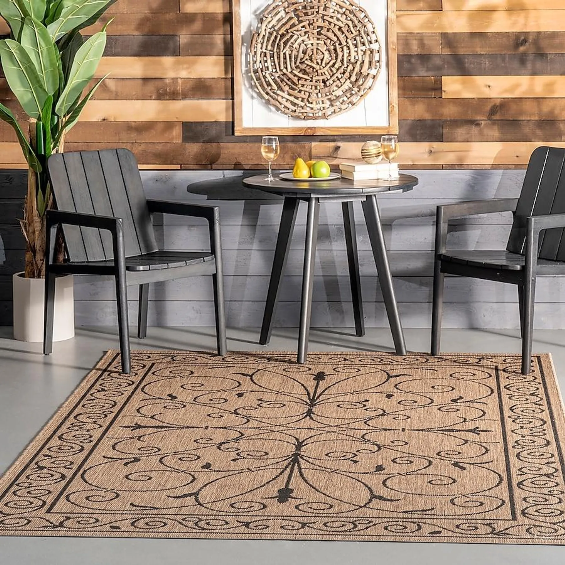 nuLOOM Dawn 9 x 13 (ft) Loomed Polypropylene Brown Rectangular Indoor Vintage Area rug