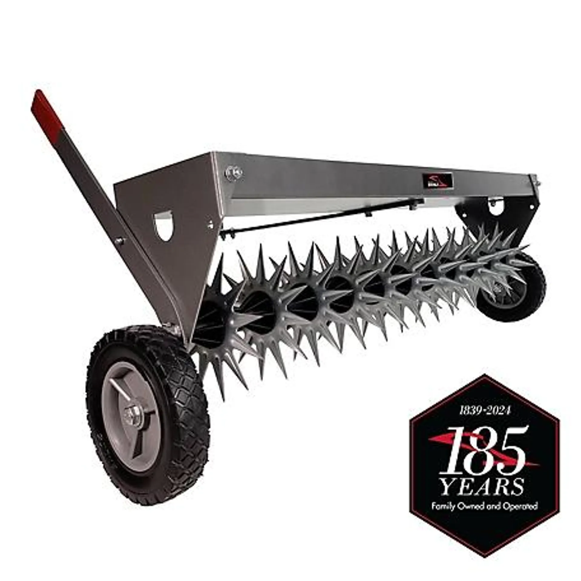 Brinly 40 in. Tow Spike Aerator with Transport Wheels and 3D Galvanized Steel Tines