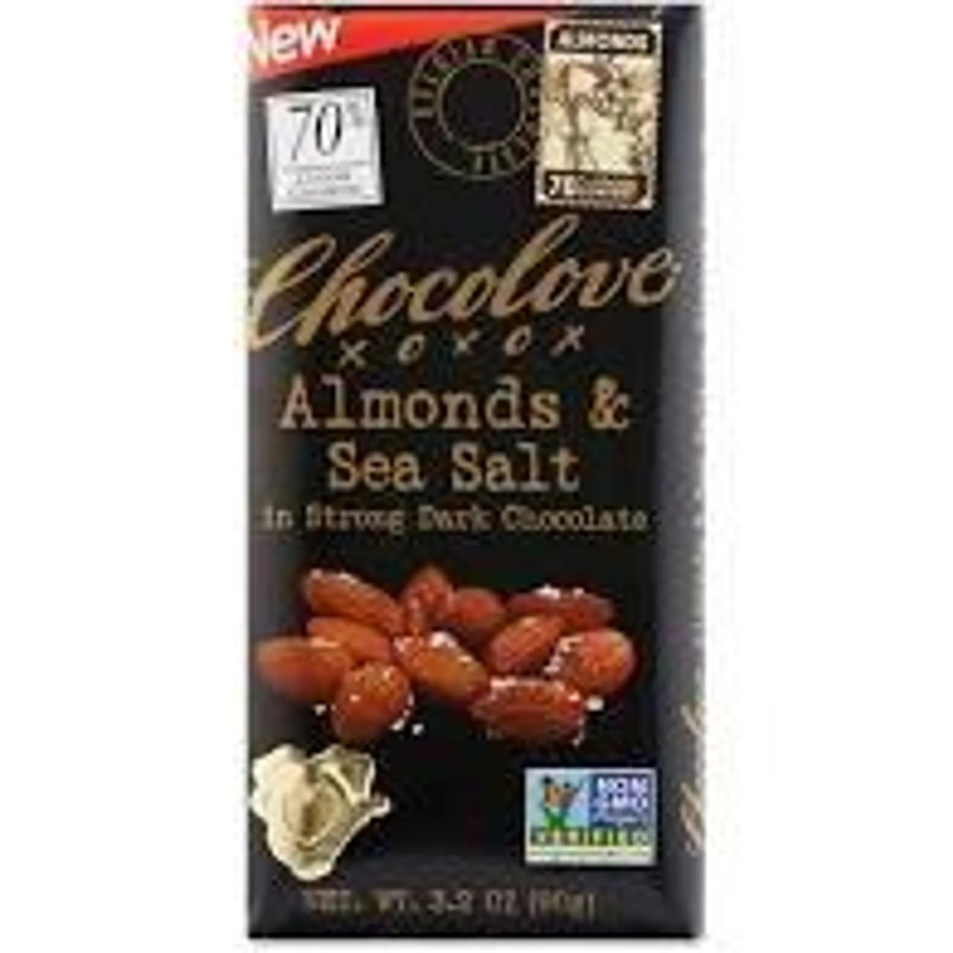 Chocolove - Almond & Sea Salt Strong Dark Chocolate Bar 3.2 Oz