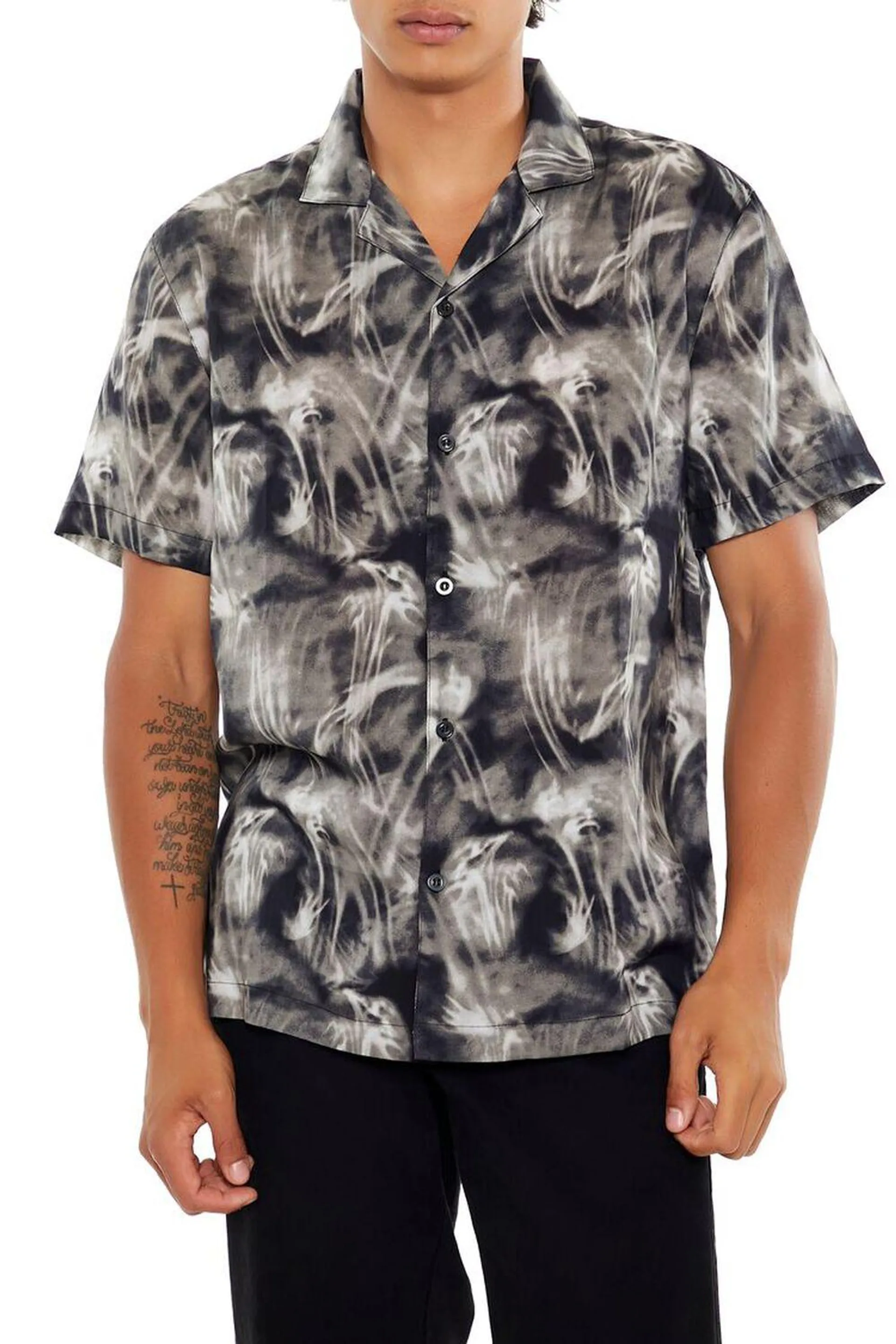 Abstract Print Rayon Shirt