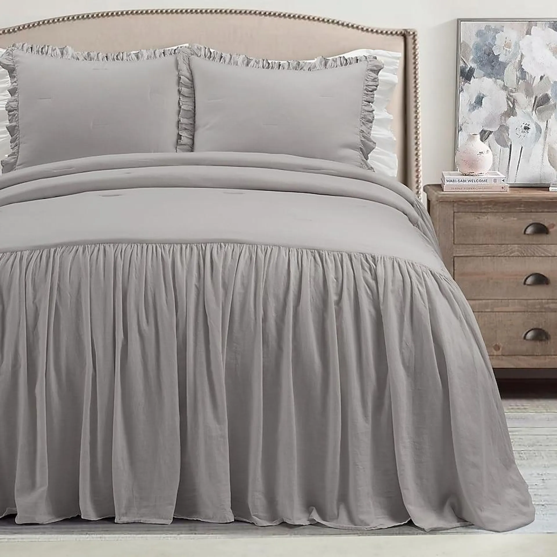 Lush Decor Gray Solid Full/Queen Bedspread Linen with (Fill)