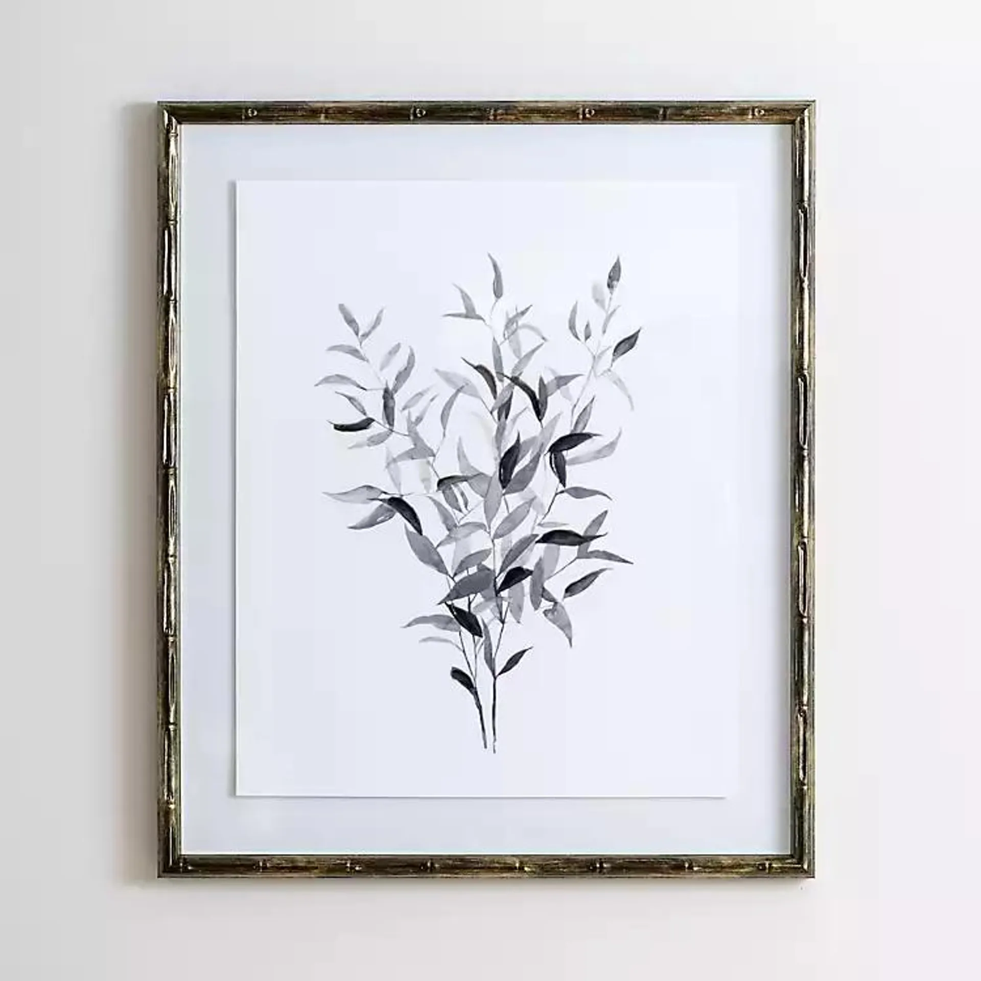 Watercolor Bamboo Leaves Framed Art Print