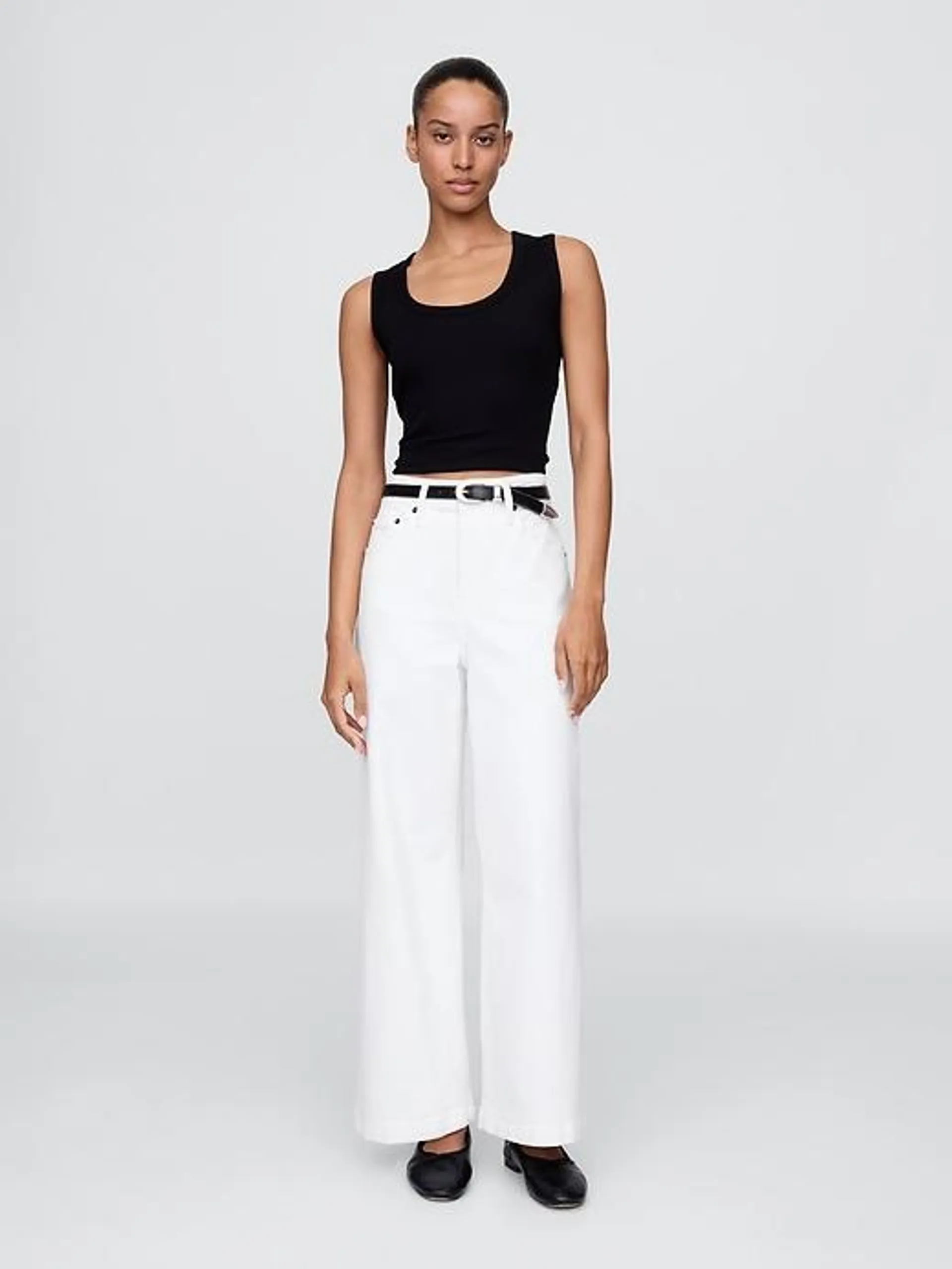 Curvy High Rise Stride Wide-Leg Ankle Jeans