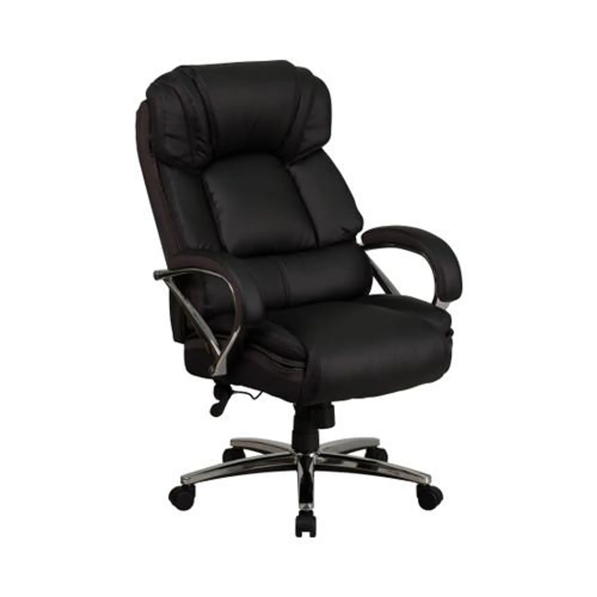 HERCULES Series Big & Tall 500 lb. Rated Black LeatherSoft Executive Swivel Ergonomic Office Chair with Chrome Base and Arms - GO2222GG