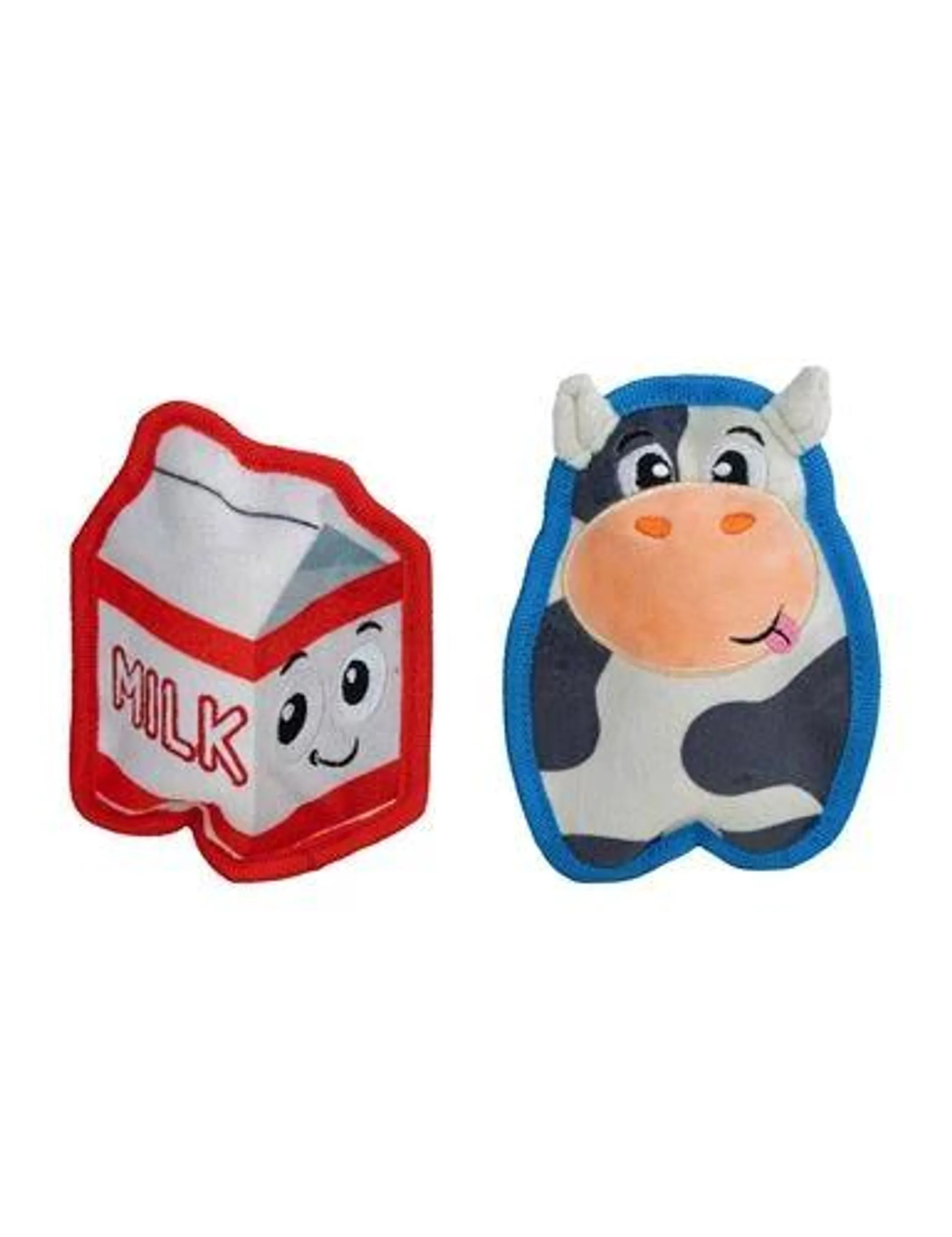 Outward Hound Invincibles Mini Cow & Milk Plush Dog Toys, 2 Pack