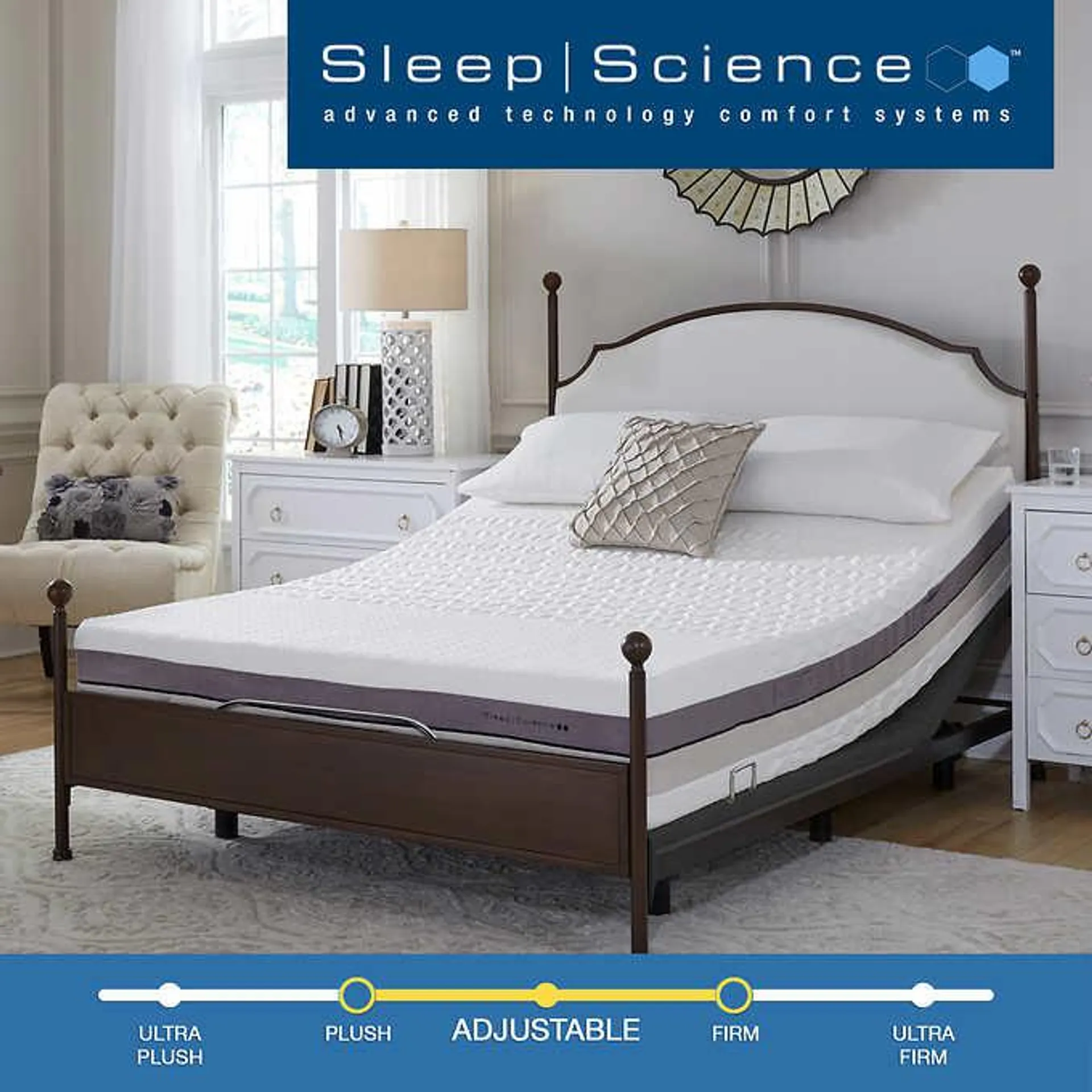 Sleep Science 13" iFlip Napa Memory Foam and Latex Mattress with Adjustable Power Base