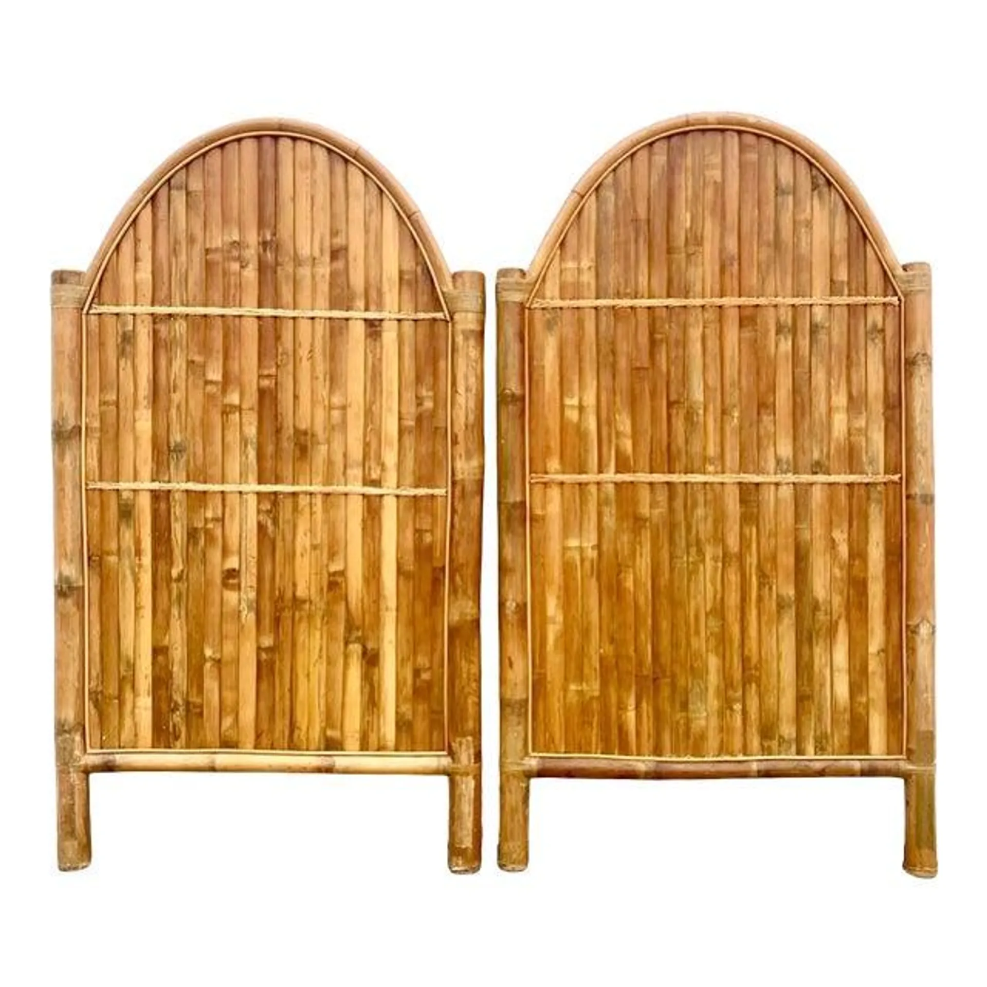 Monumental Coastal Split Bamboo Twin Headboards