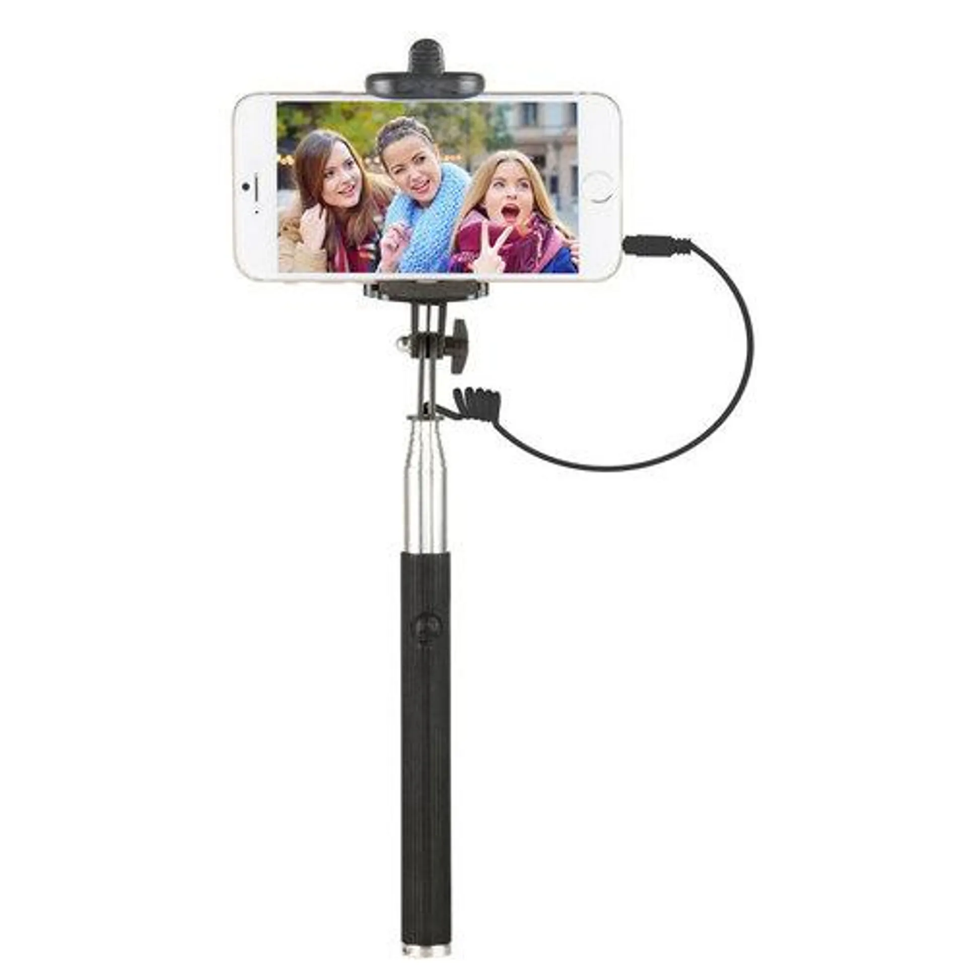 Vivitar 42" Selfie Stick with Built-In Shutter Release and Folding Clamp, Black