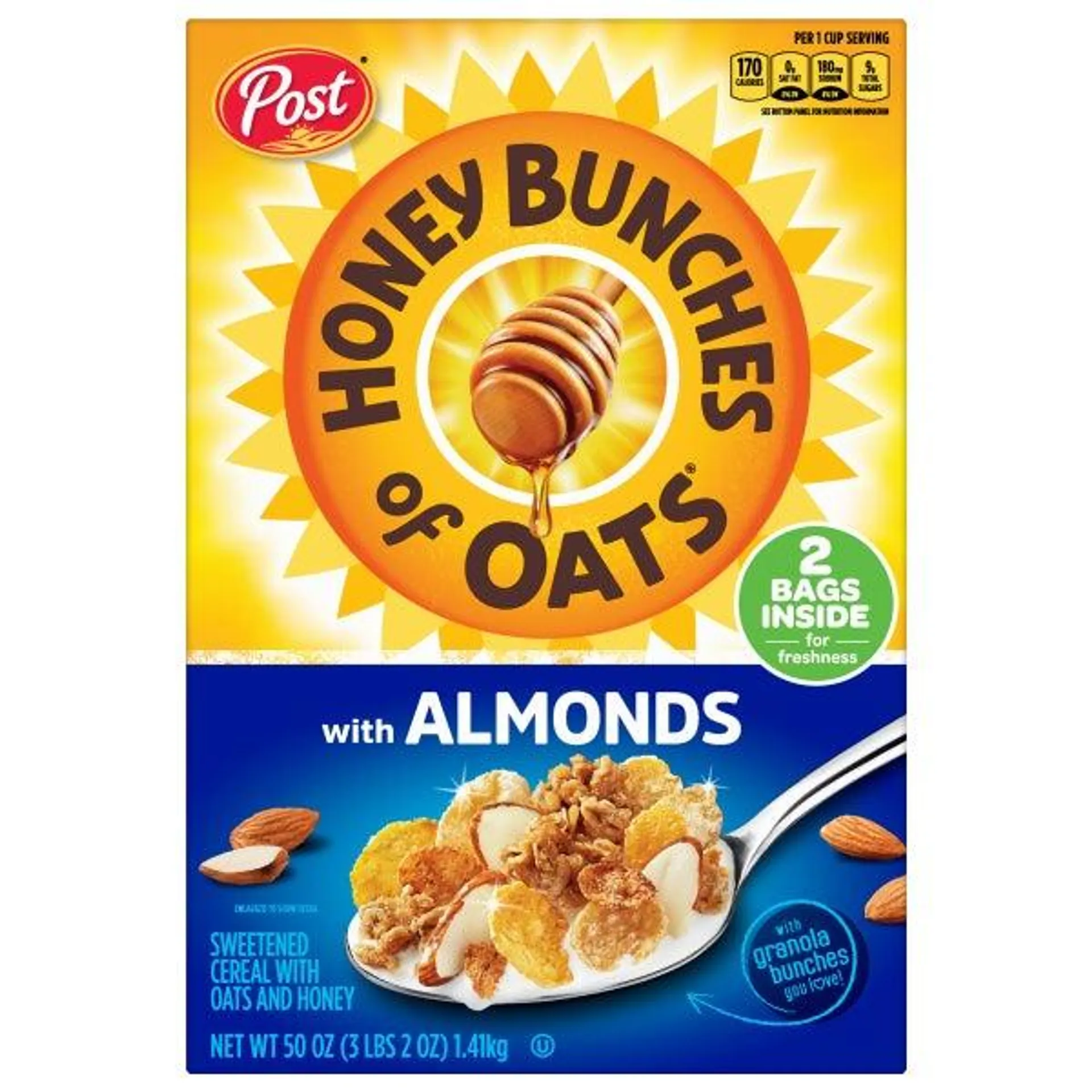 Post, Honey Bunches of Oats with Almonds Cereal, 50 oz