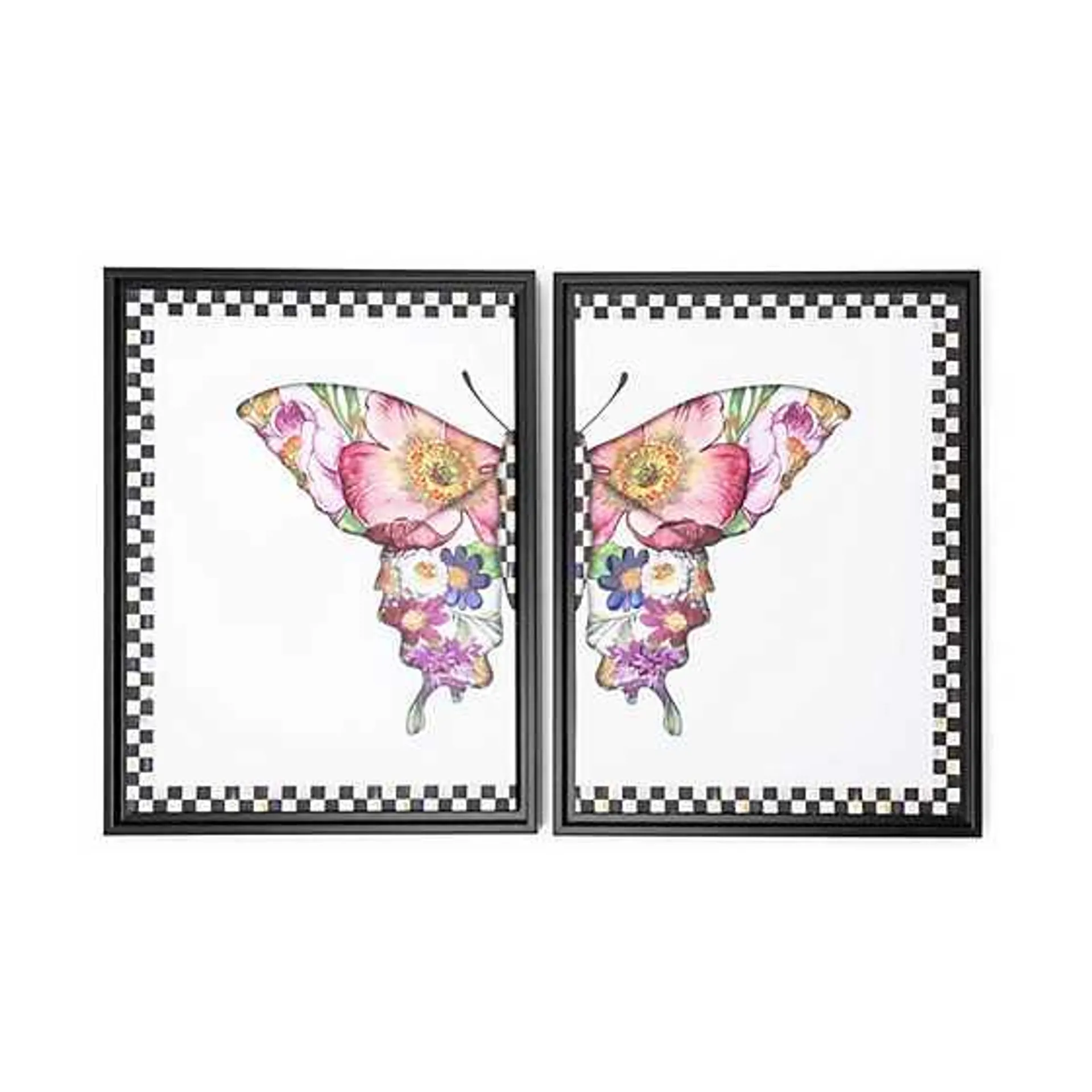 Flower Market Butterfly Wall Art, Set of 2