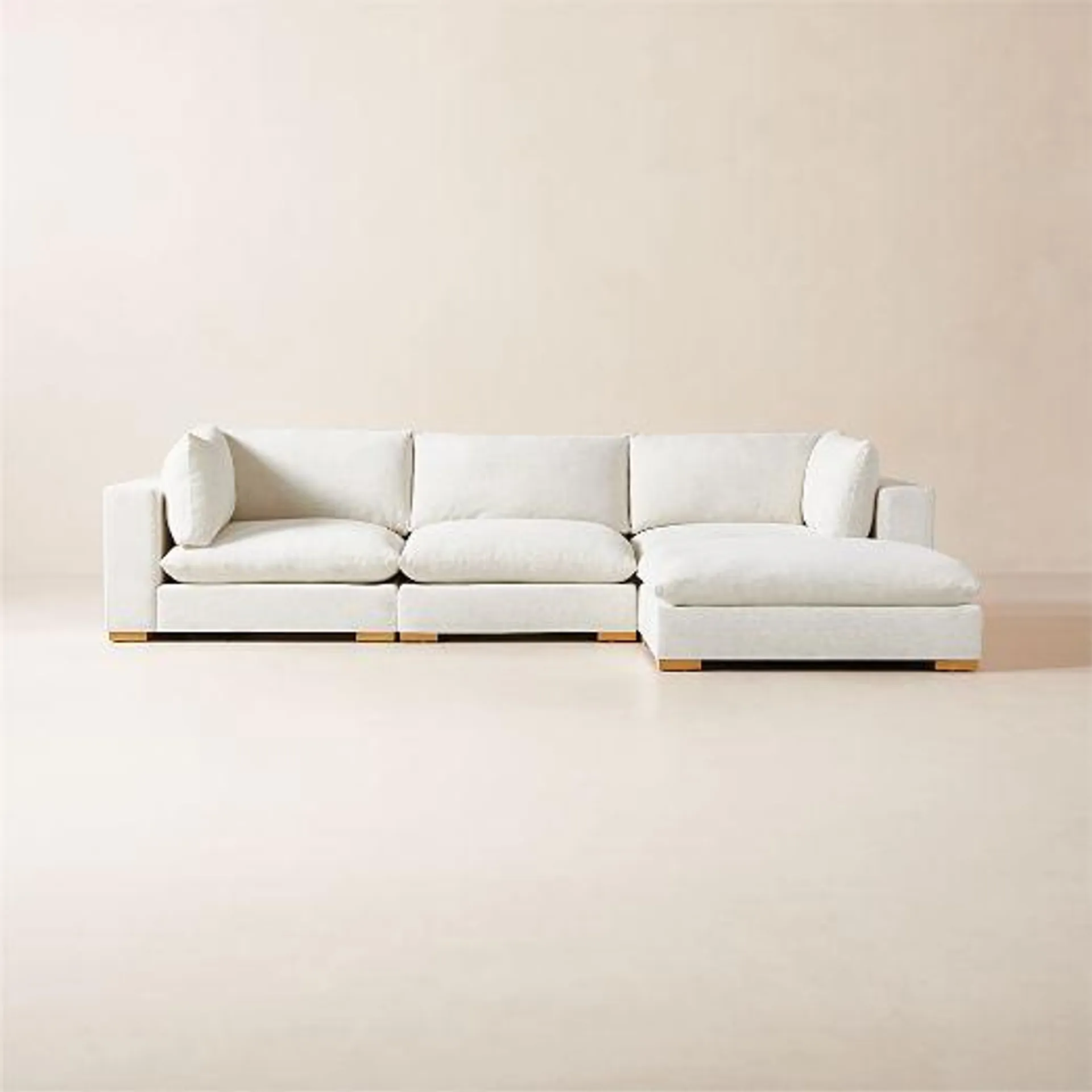 Deseo 4-Piece Modular L-Shaped White Performance Fabric Sectional Sofa