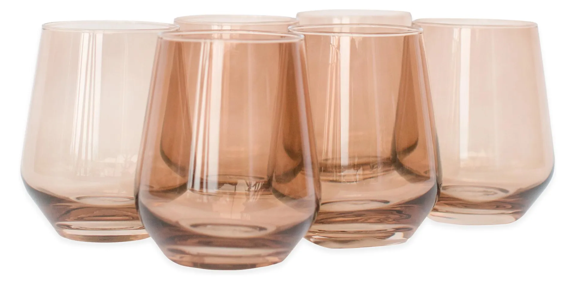 Estelle Stemless Wine Glass Set of Six in Amber