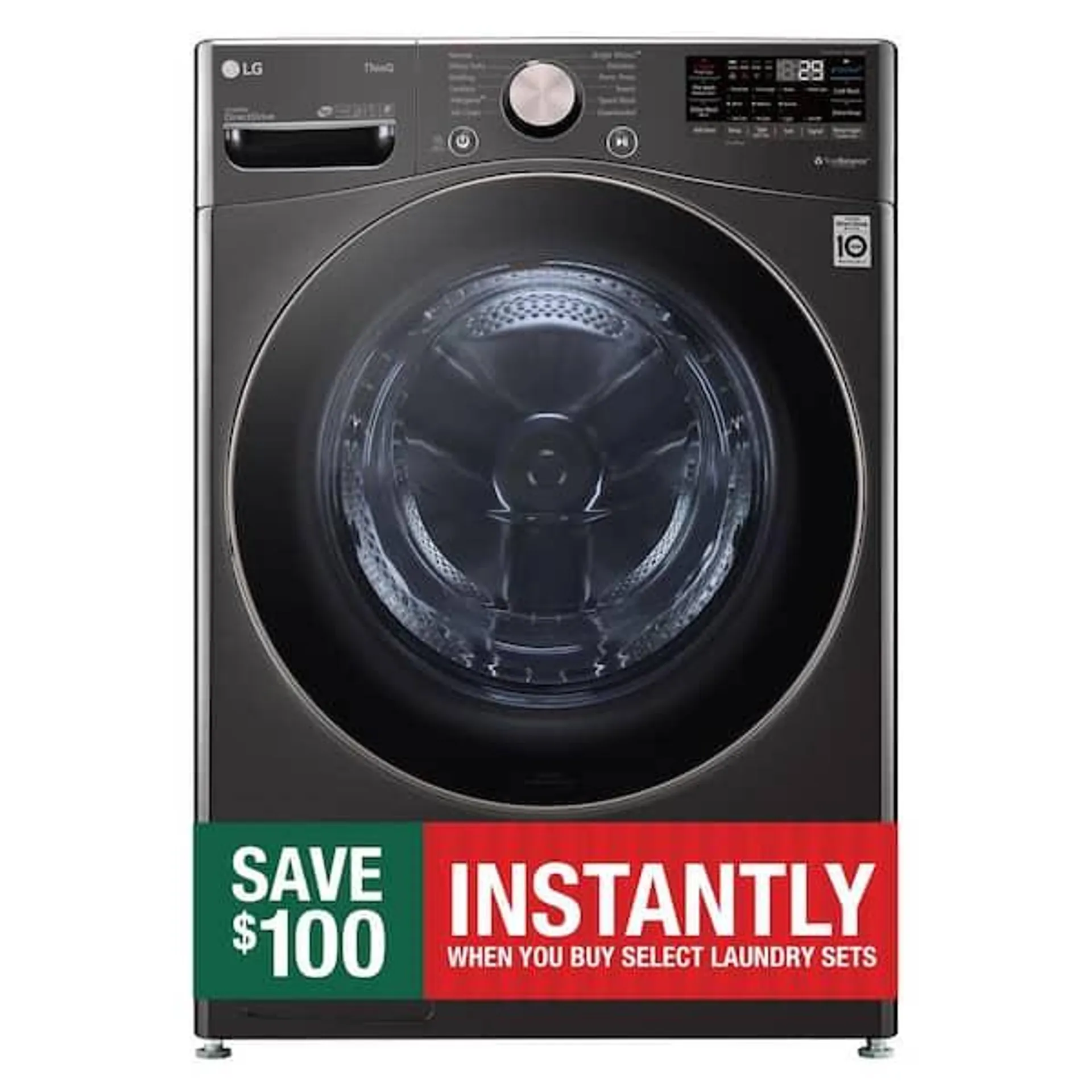 4.5 Cu. Ft. Stackable SMART Front Load Washer in Black Steel with Steam and TurboWash360 Technology