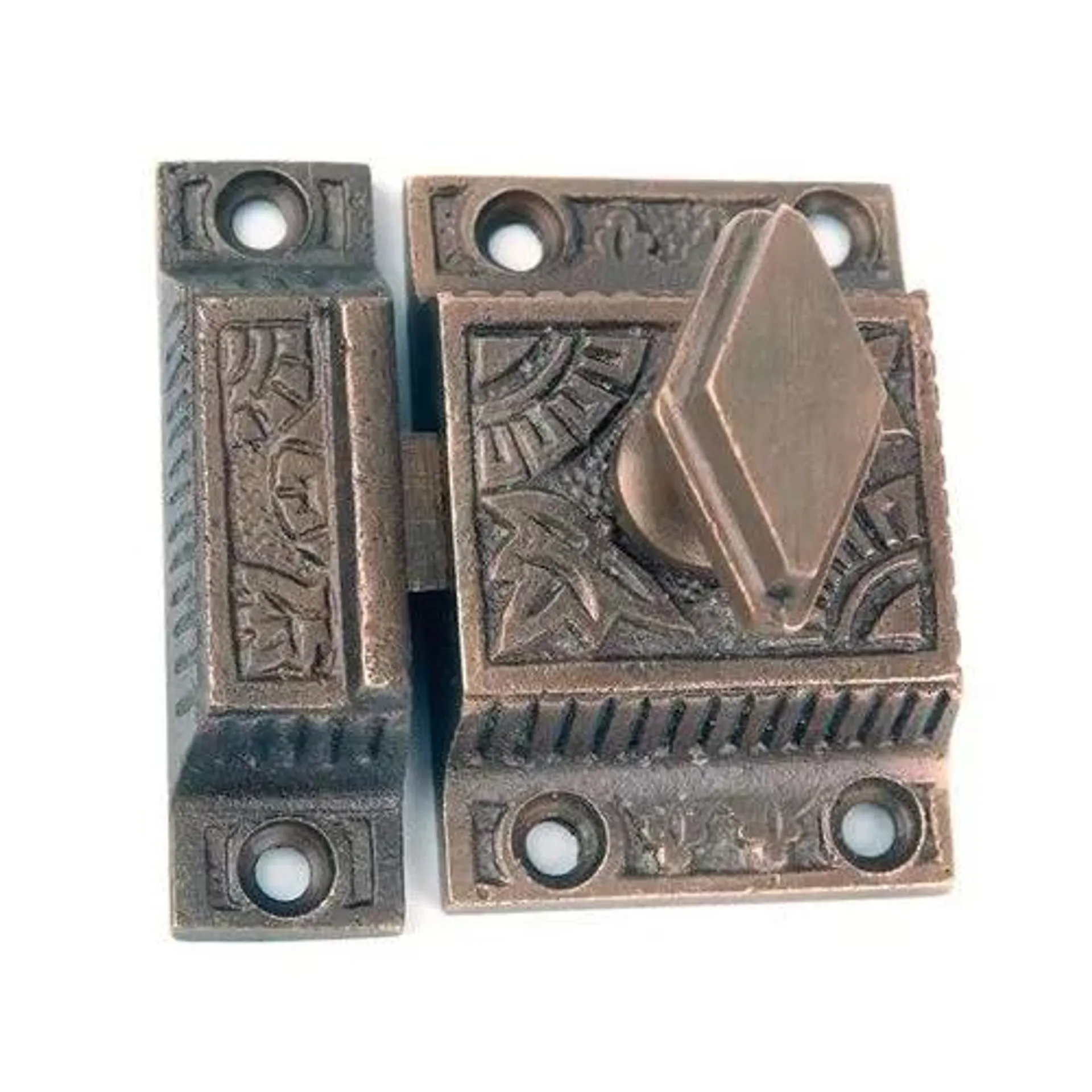 Restorers 2 1/8 Inch x 2 1/8 Inch Ornamental Cabinet Latch