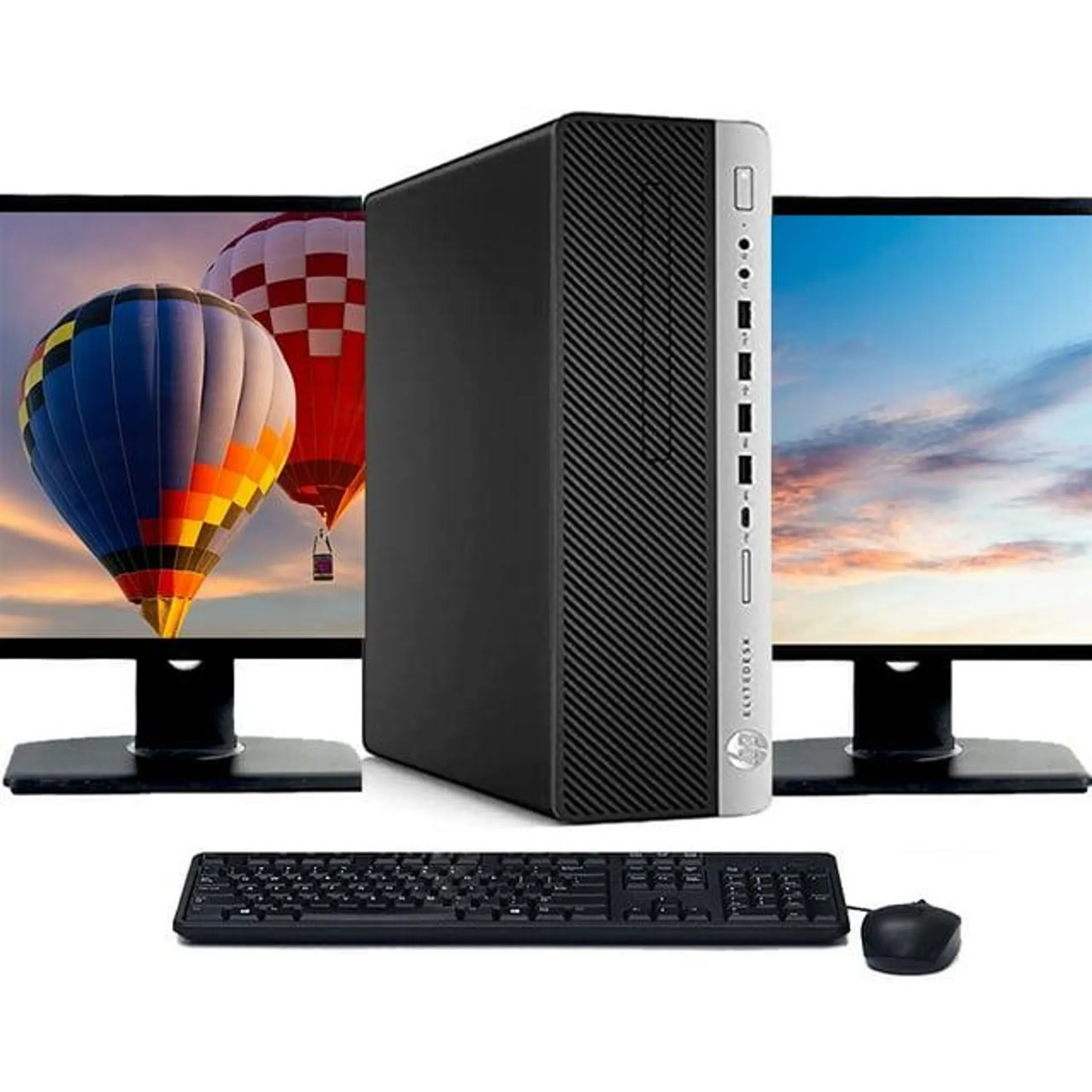 Restored HP ProDesk 400 G4 PC Desktop Computer | Intel Core i5-7500 (3.4 GHz) | 8GB RAM | 256GB SSD | Windows 10 | Dual 22" LCD (Refurbished)